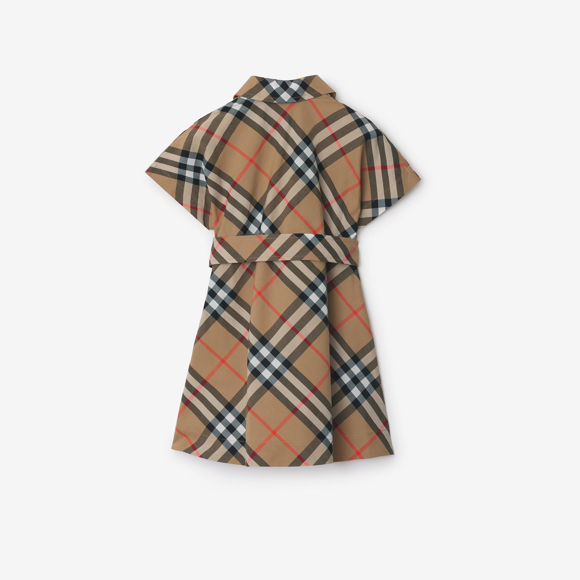 Burberry Check Pamuklu Çocuk Bej Elbise