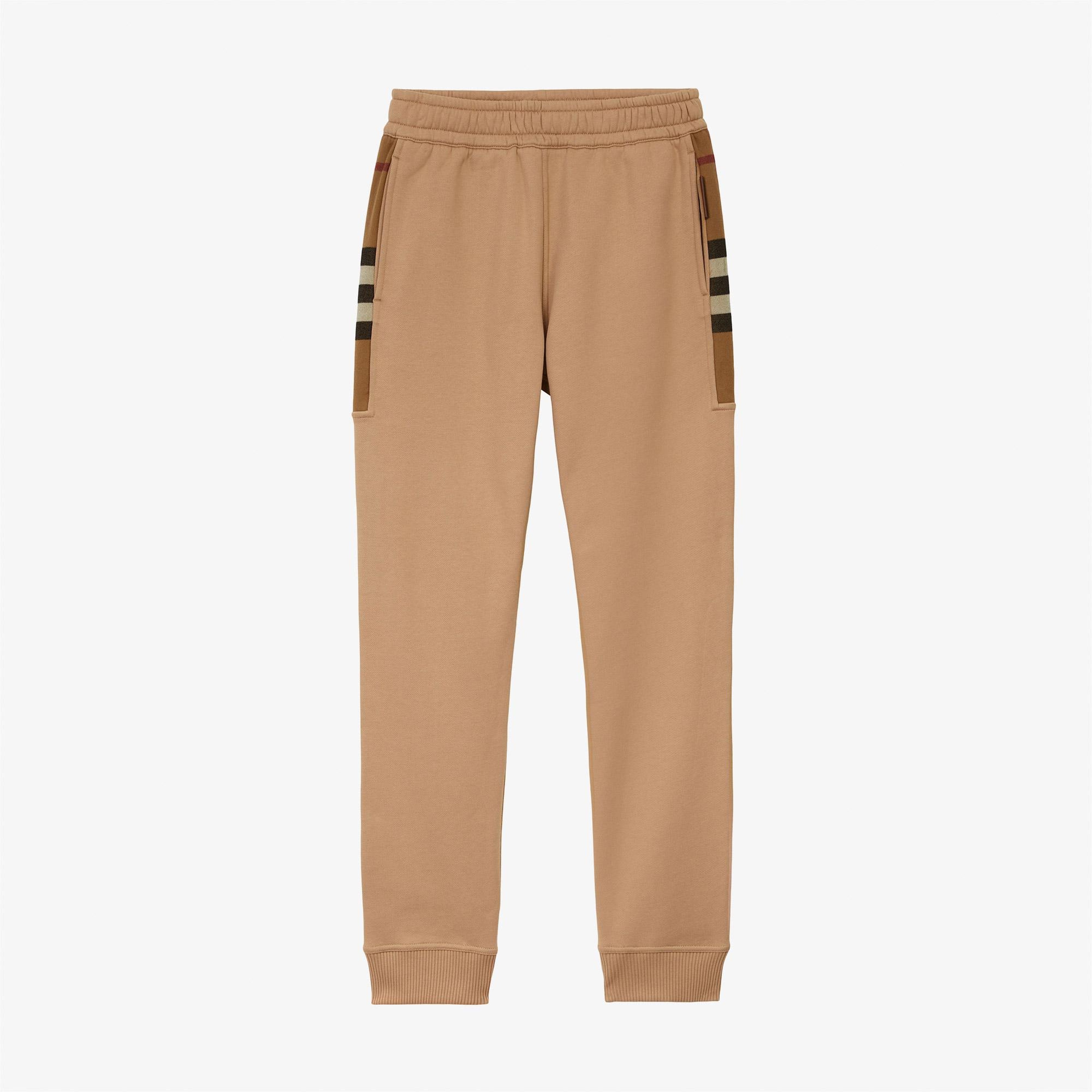 Burberry Check Panel Pamuk Karışımlı Erkek Bej Pantolon