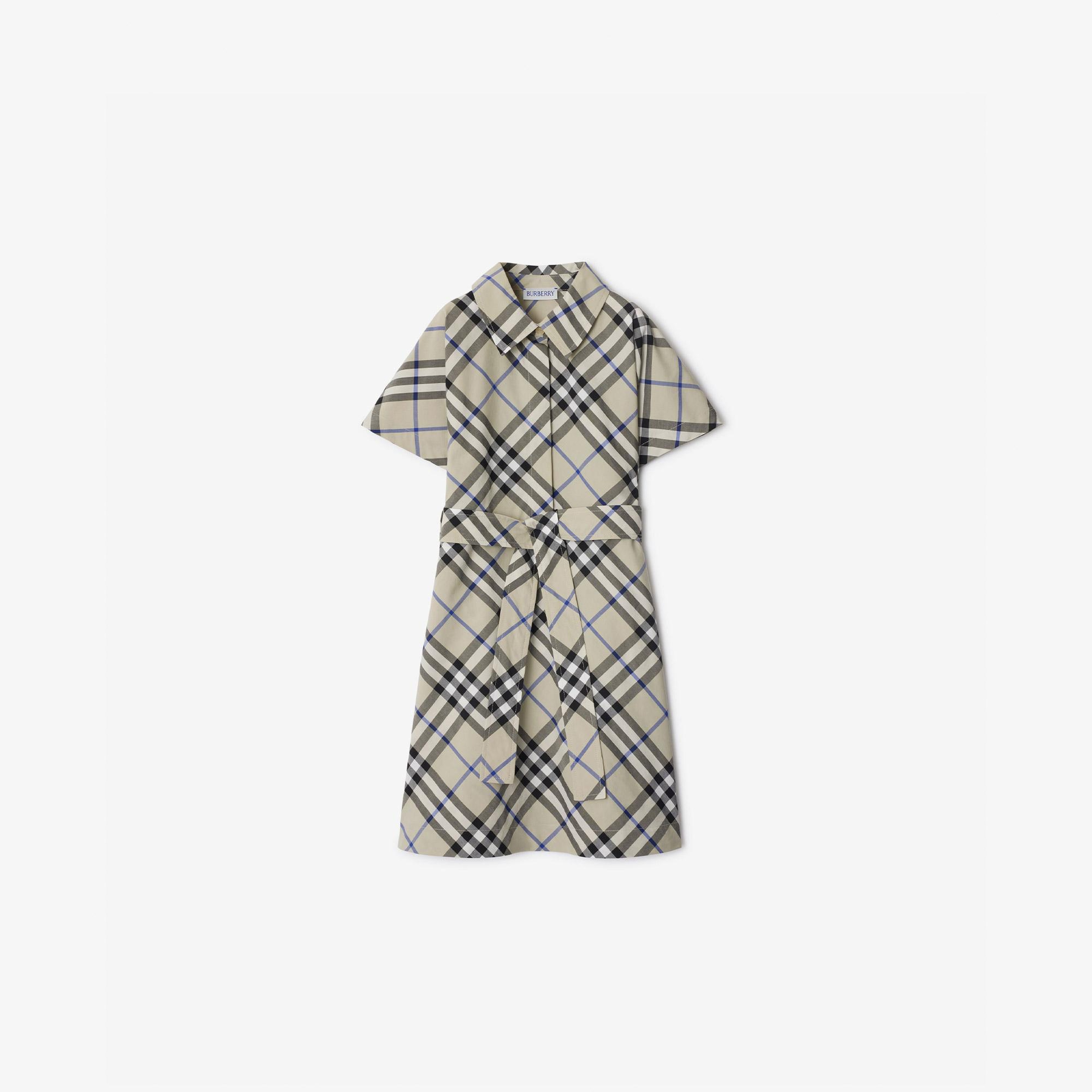 Burberry Check Pamuklu Çocuk Bej Elbise