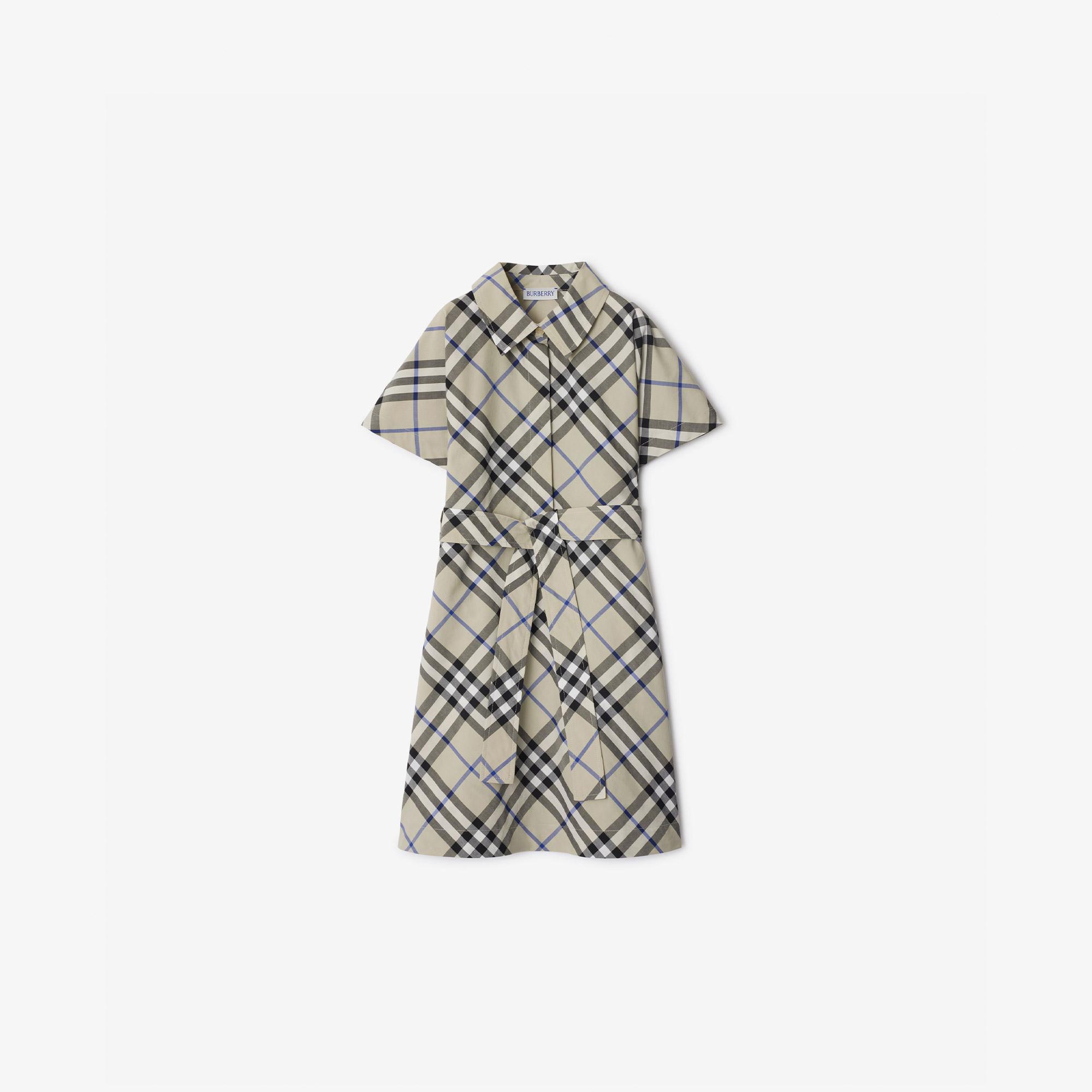 Burberry Check Pamuklu Çocuk Bej Elbise