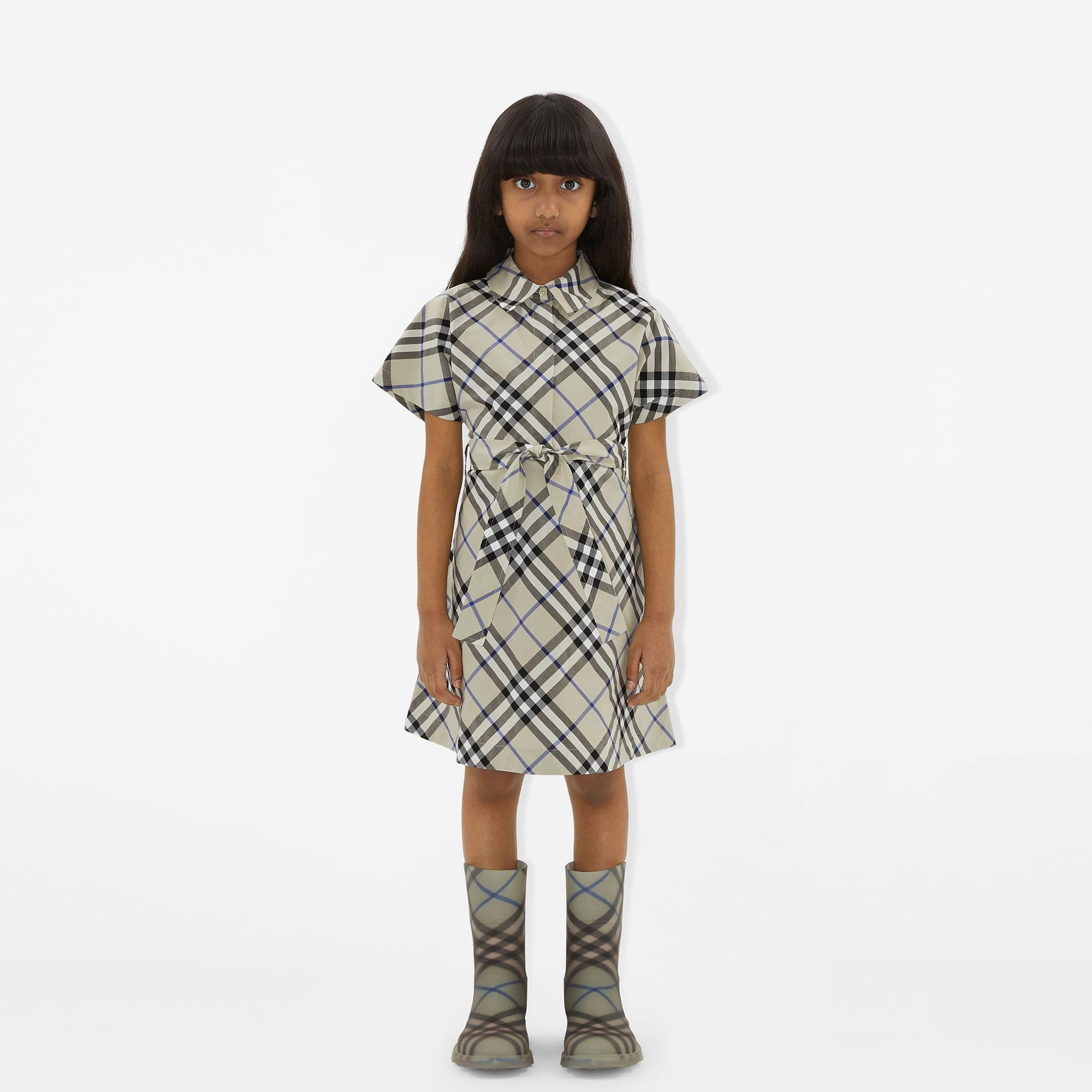 Burberry Check Pamuklu Çocuk Bej Elbise