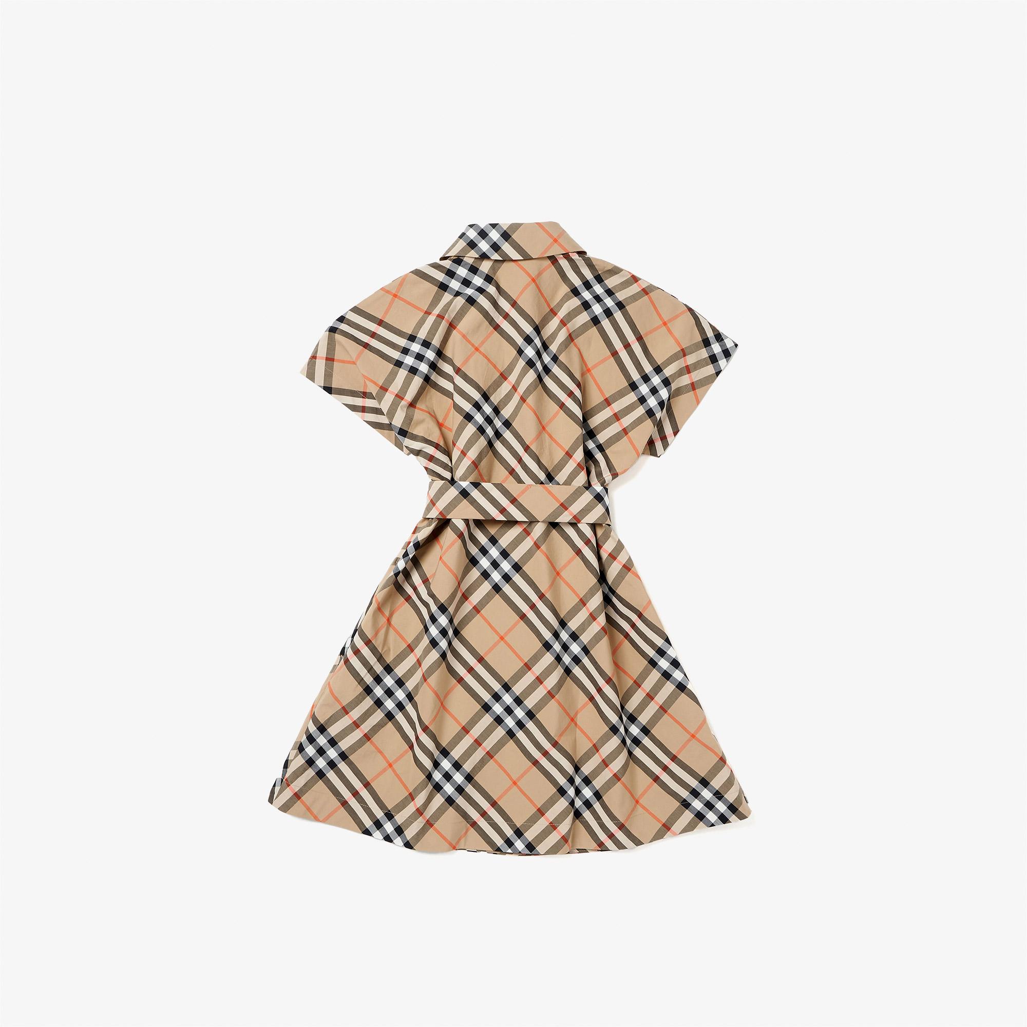 Burberry Check Pamuklu Çocuk Bej Elbise