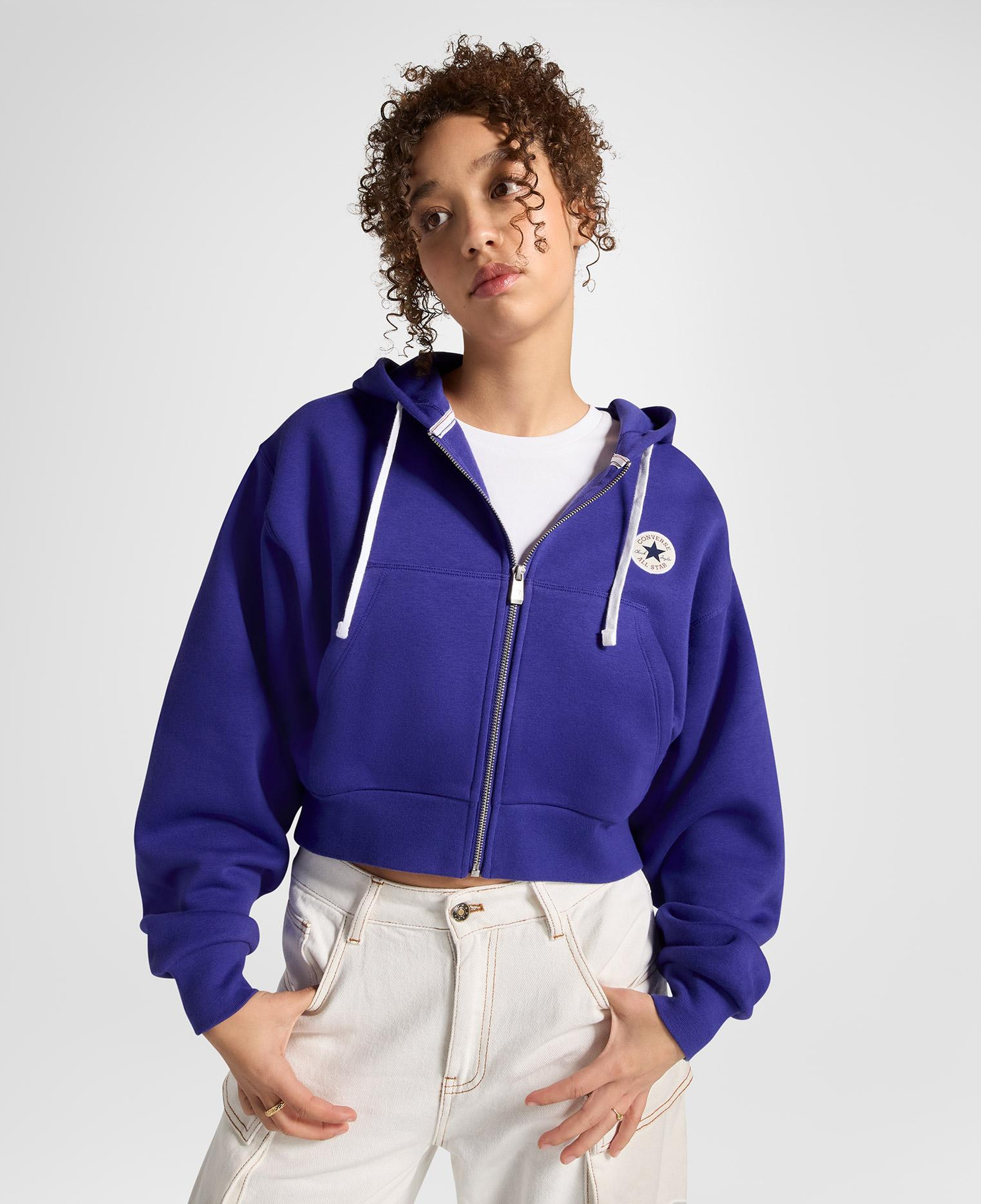 Converse Kadın Mavi Fermuarlı Hoodie