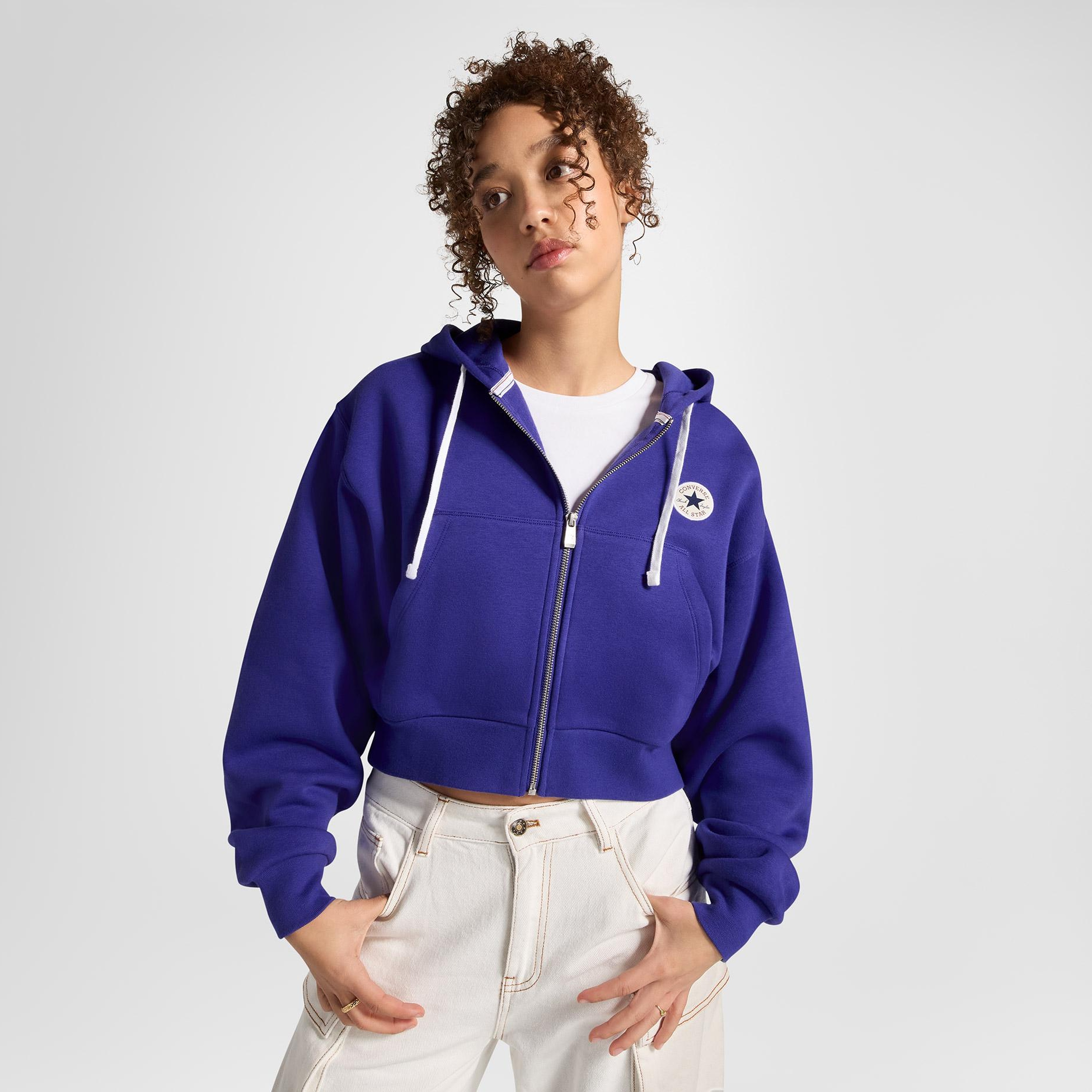 Converse Kadın Mavi Fermuarlı Hoodie