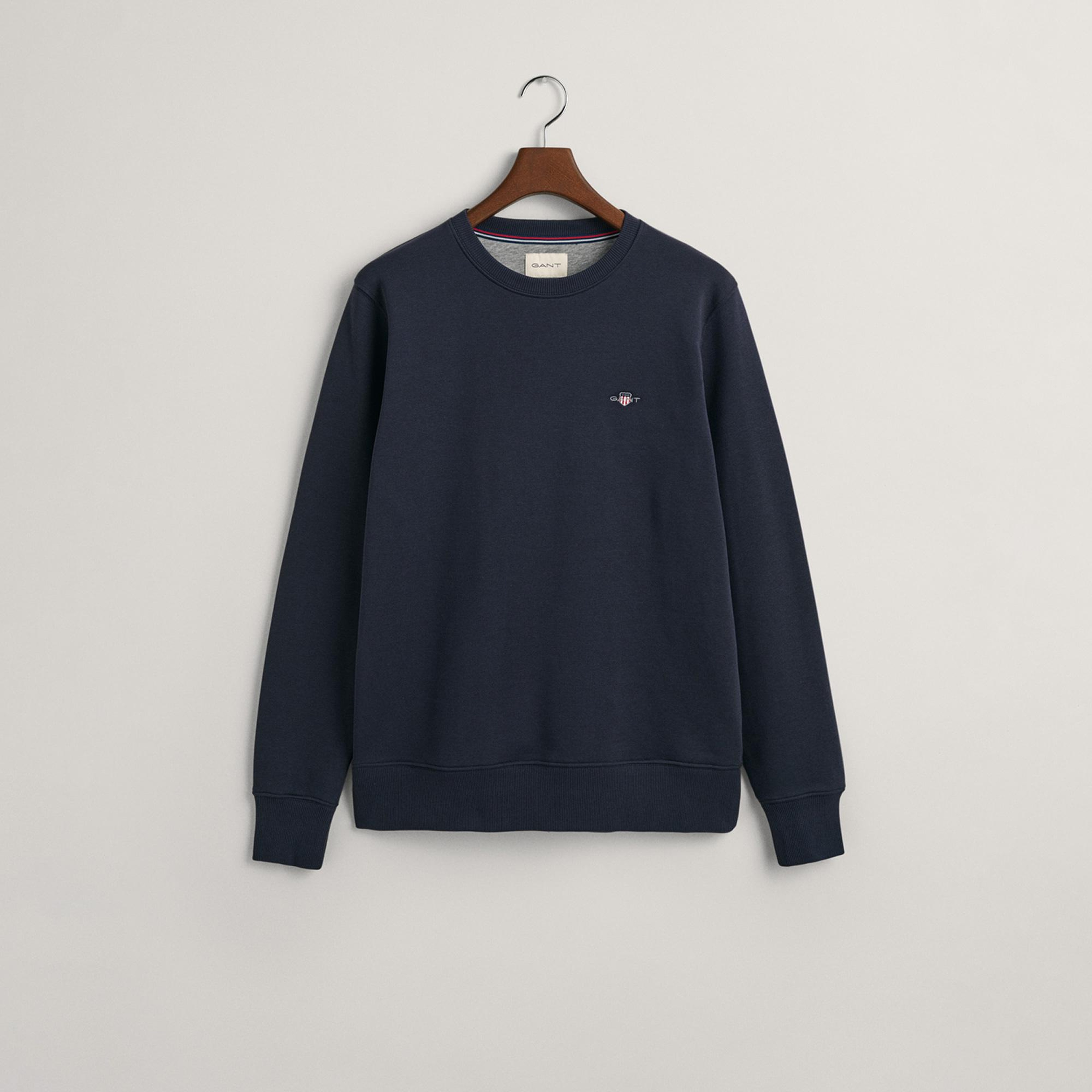 Gant Erkek Lacivert Regular Fit Bisiklet Yaka Sweatshirt