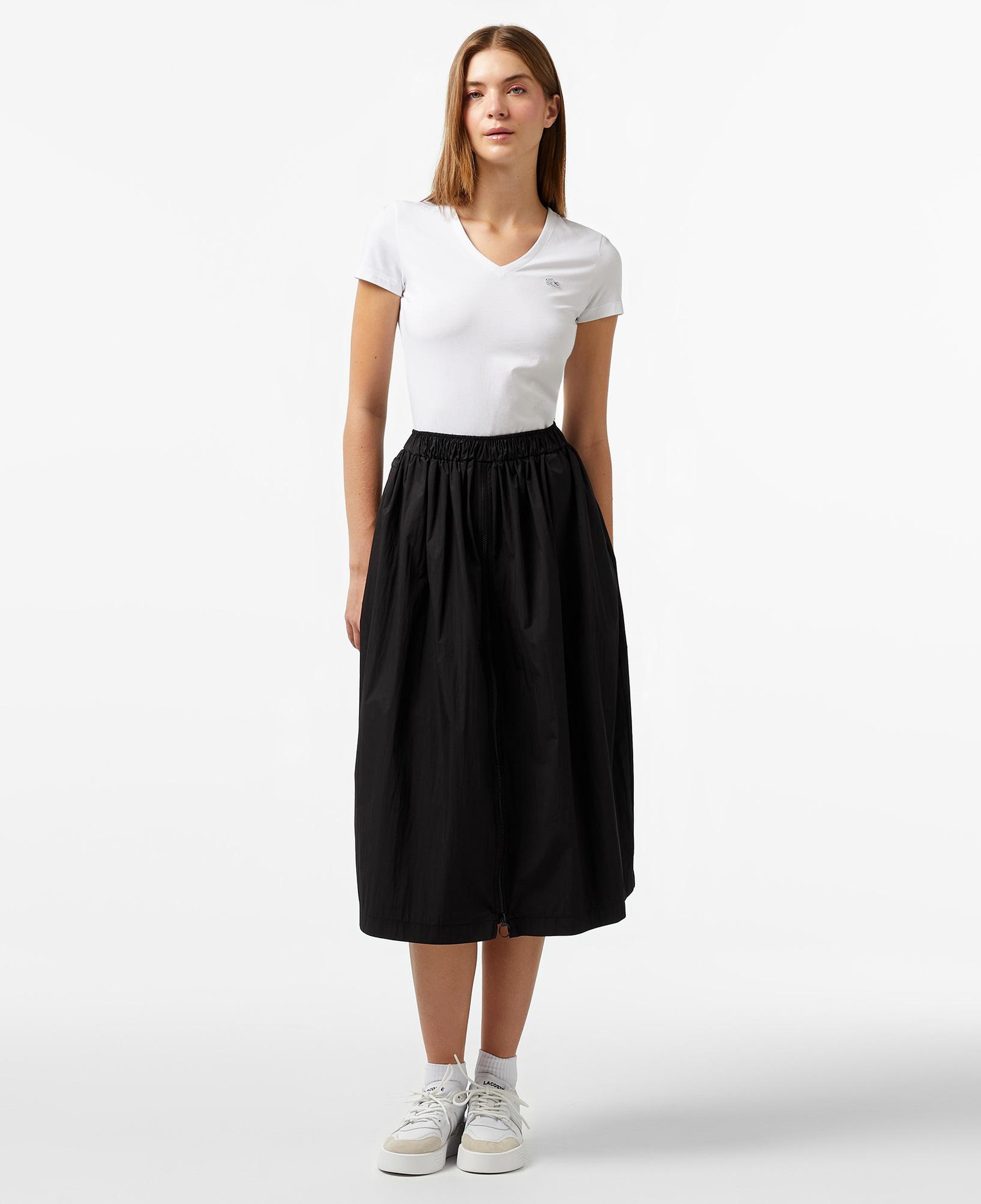 Lacoste Kadın Slim Fit V Yaka Beyaz T-Shirt