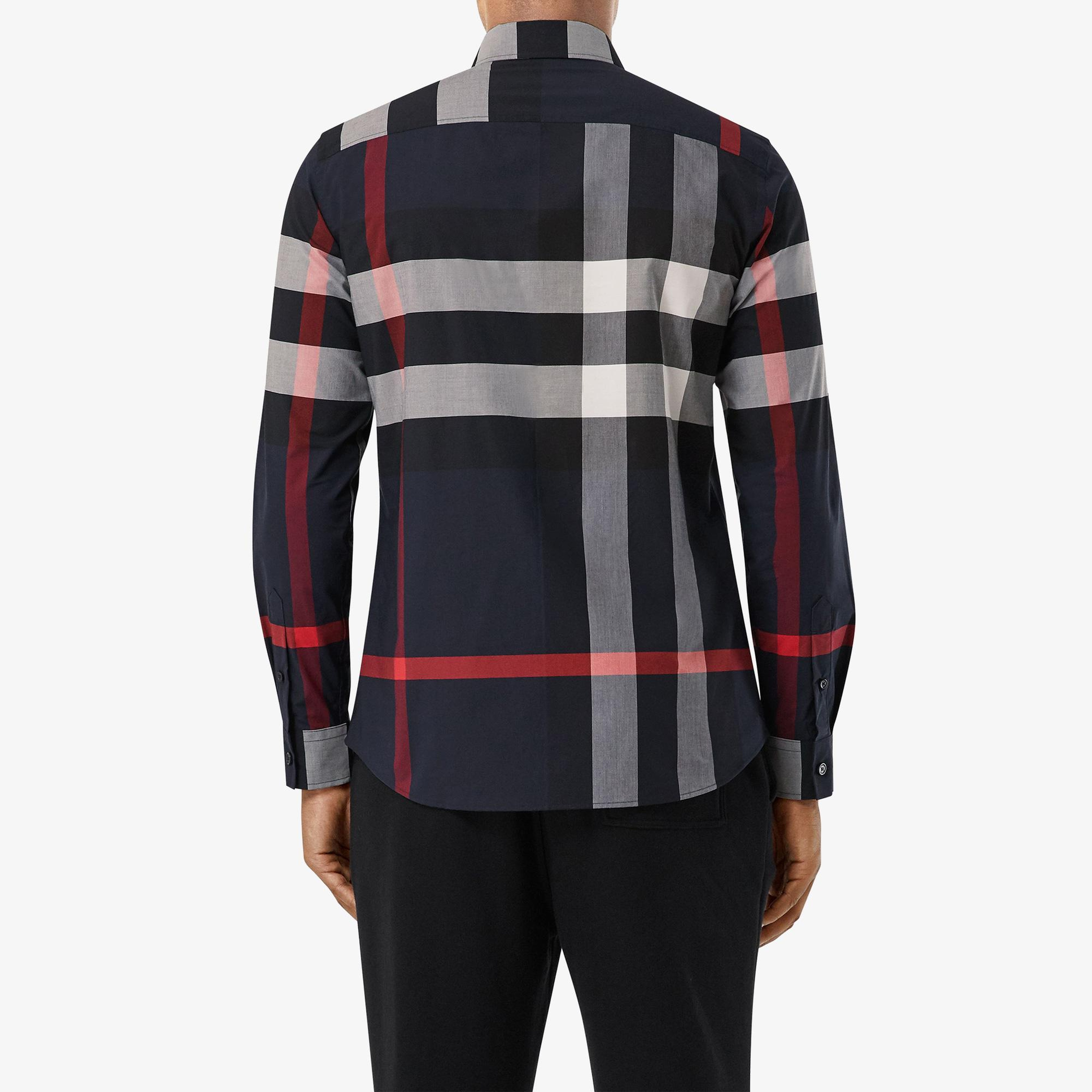 Burberry Somerton Stretch Cotton Poplin Erkek Lacivert Gömlek