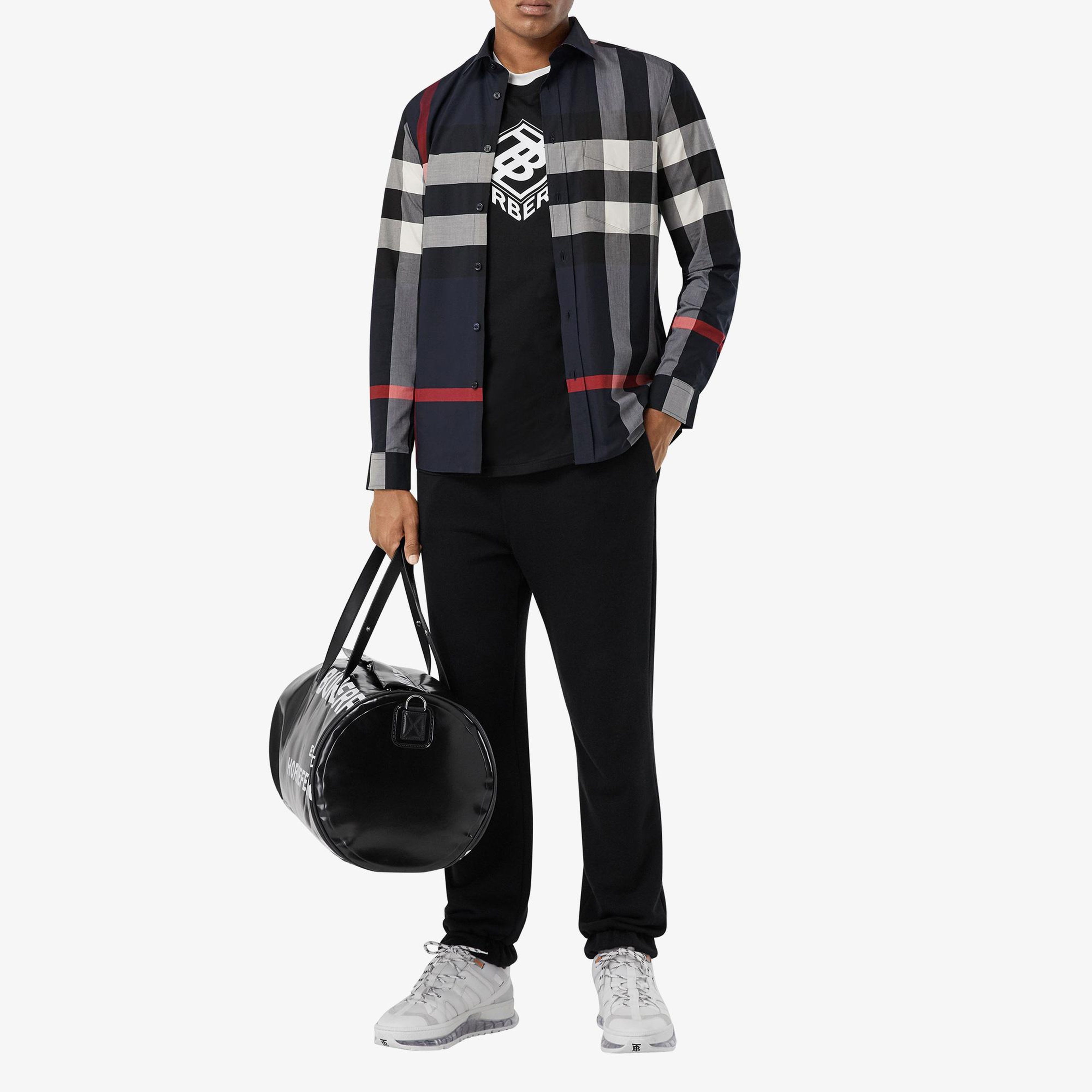 Burberry Somerton Stretch Cotton Poplin Erkek Lacivert Gömlek