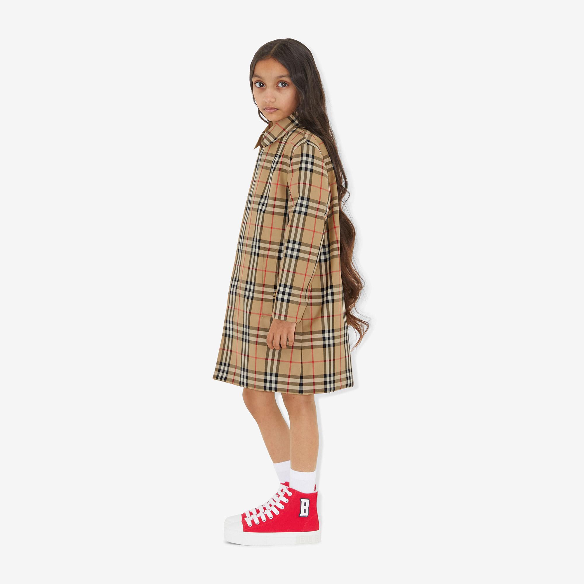 Burberry Reversible Check Gabardine Car Çocuk Bej Trençkot