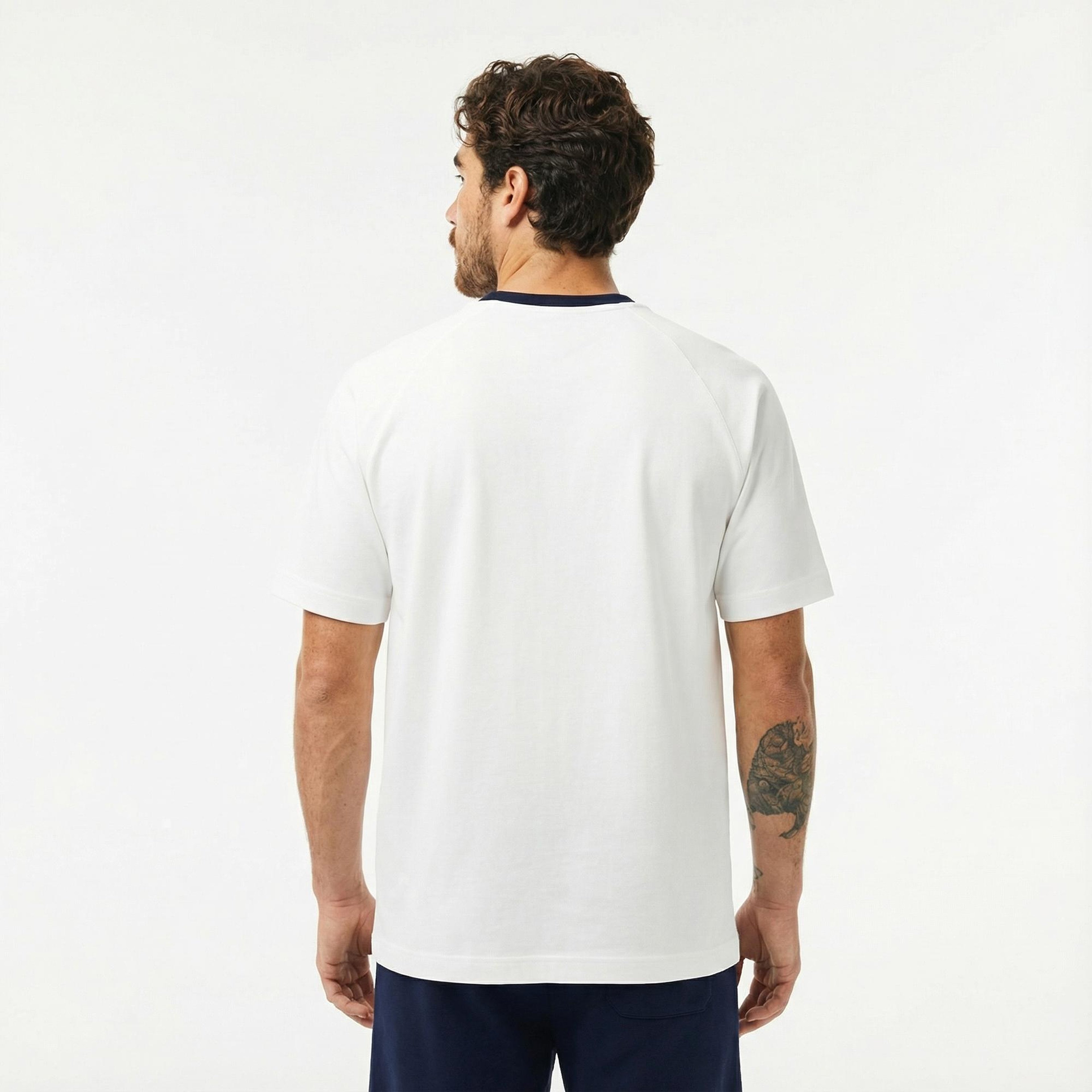 Lacoste Erkek Bisiklet Yaka Beyaz Cepli T-Shirt