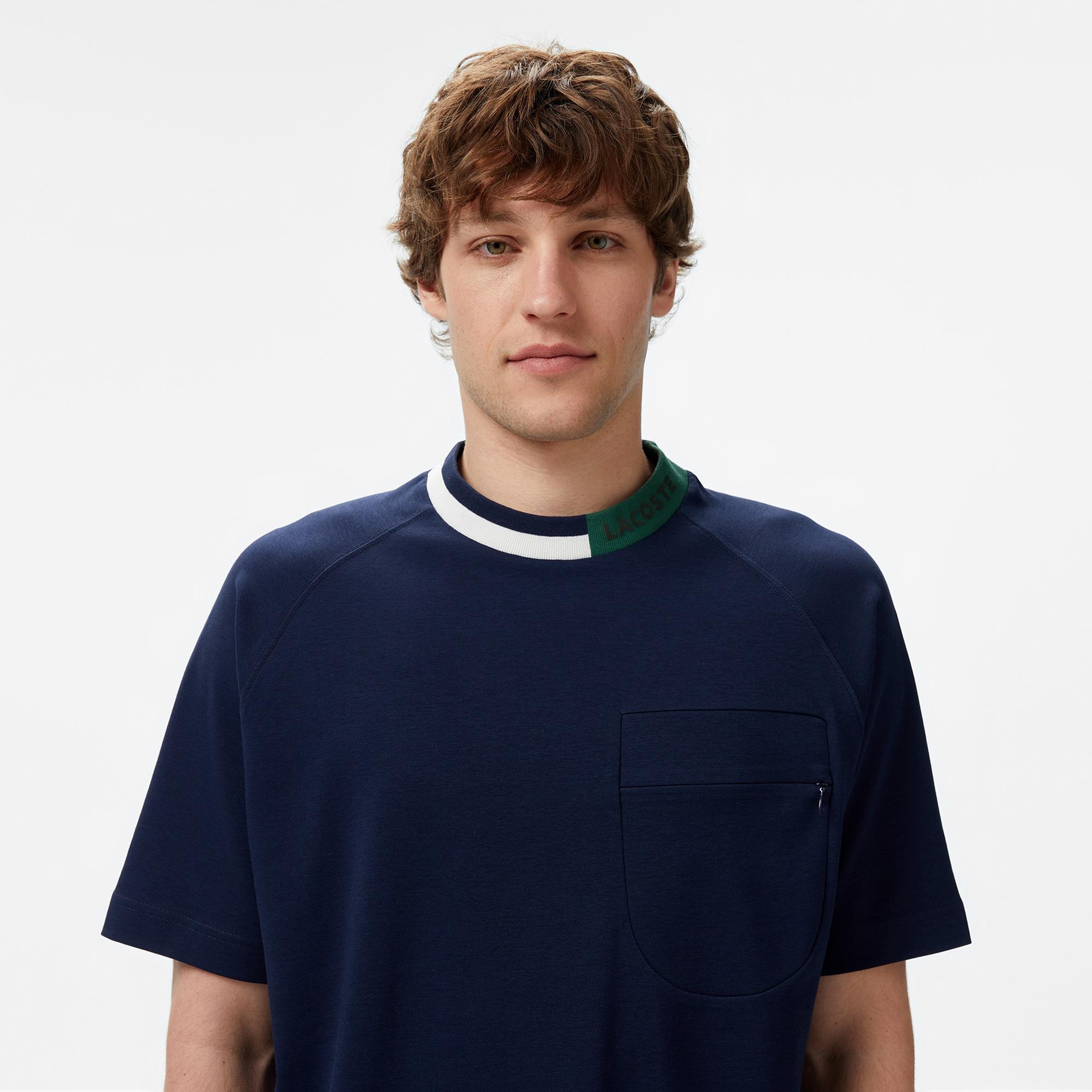 Lacoste Erkek Bisiklet Yaka Lacivert Cepli T-Shirt