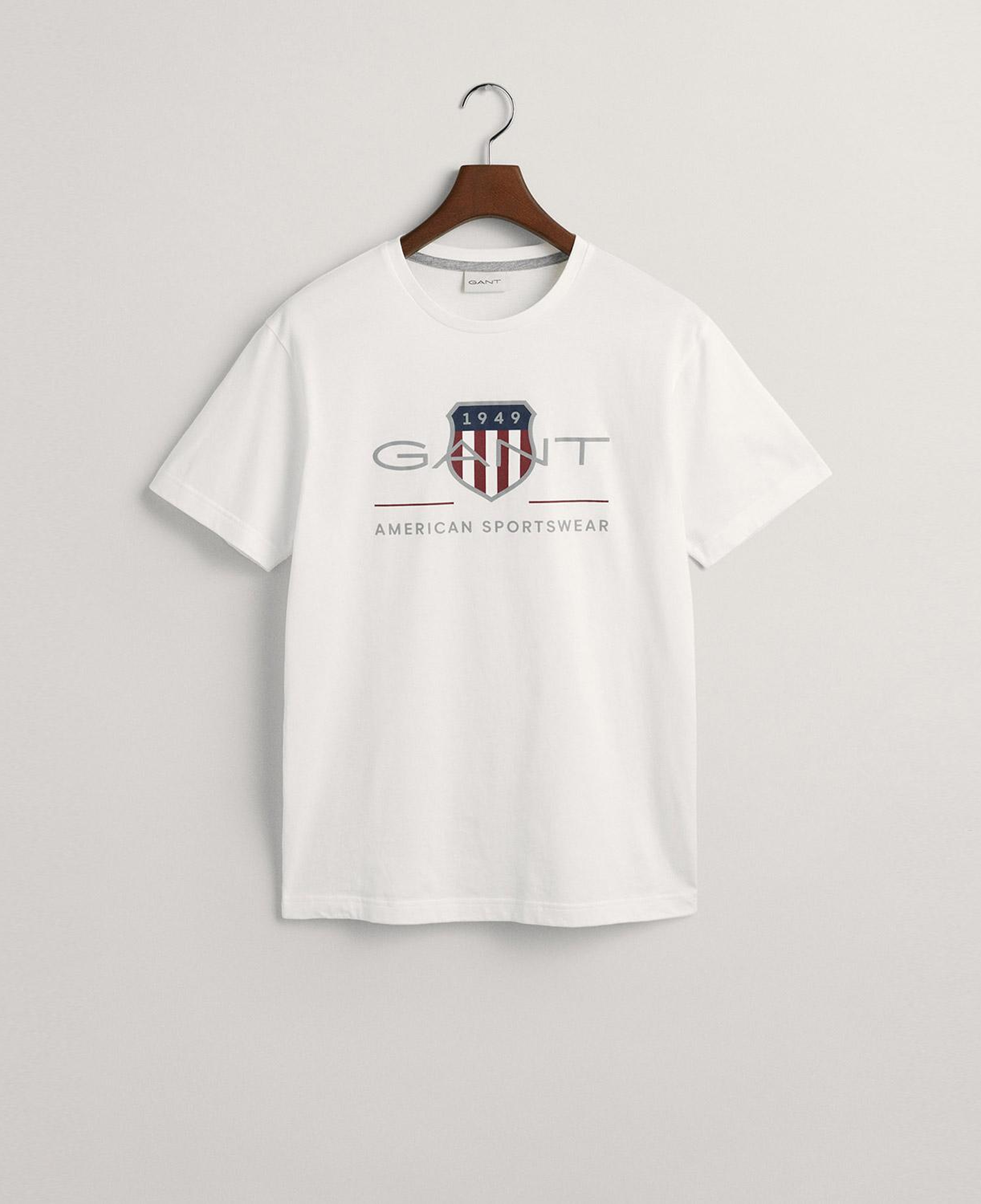 GANT Erkek Beyaz Regular Fit Bisiklet Yaka Logolu T-shirt