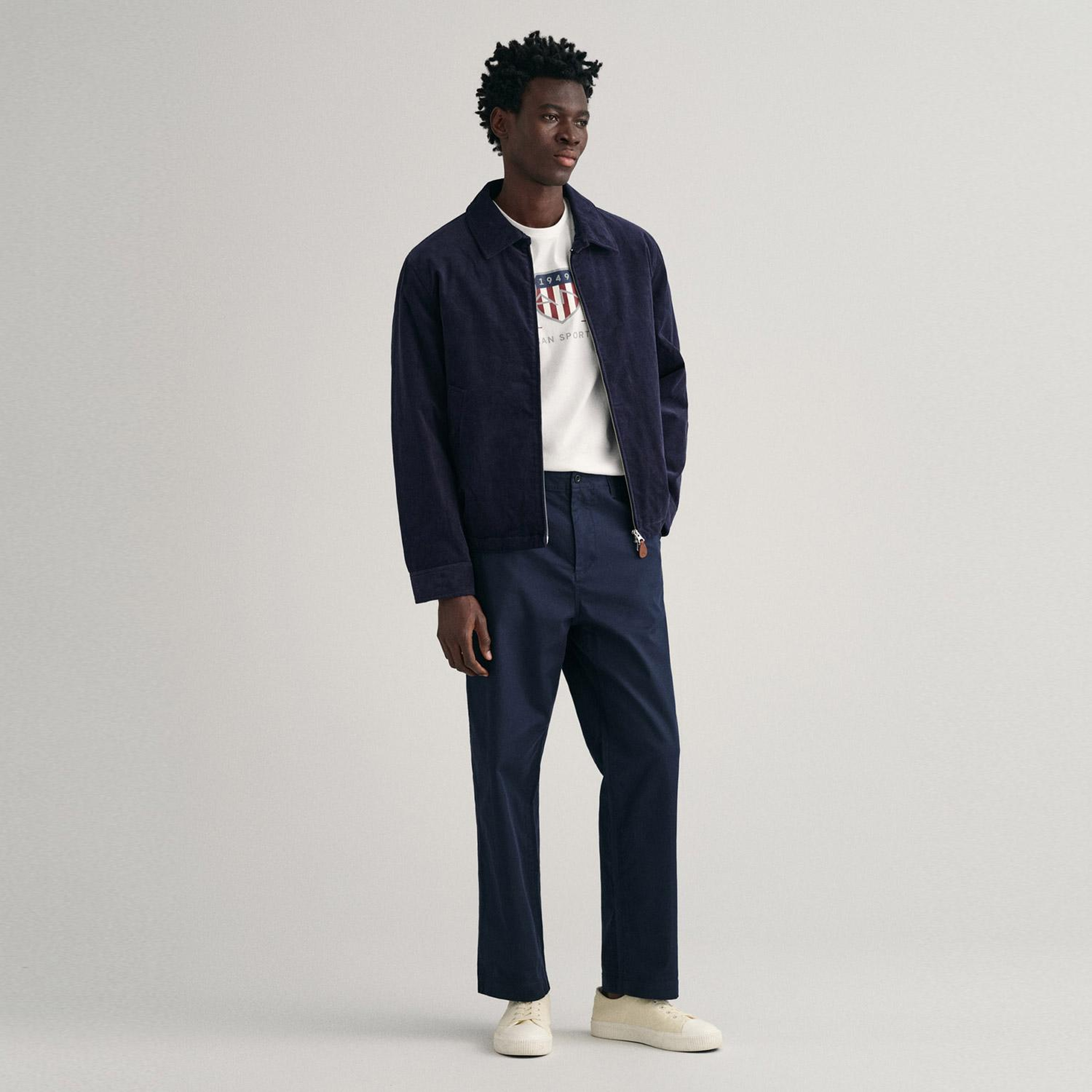 GANT Erkek Beyaz Regular Fit Bisiklet Yaka Logolu T-shirt