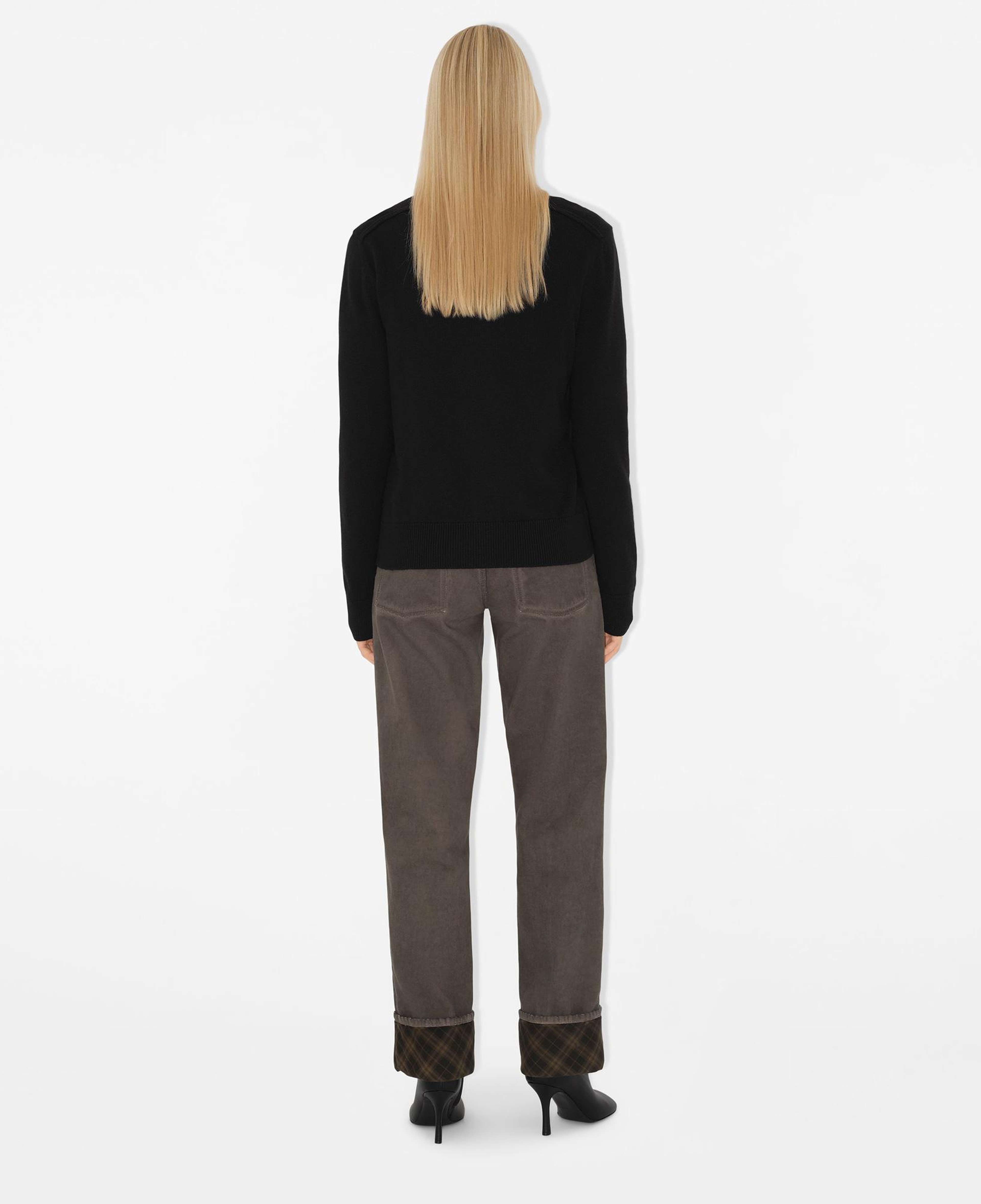 Burberry Smt Label Wool Cardigan Kadın Siyah Hırka