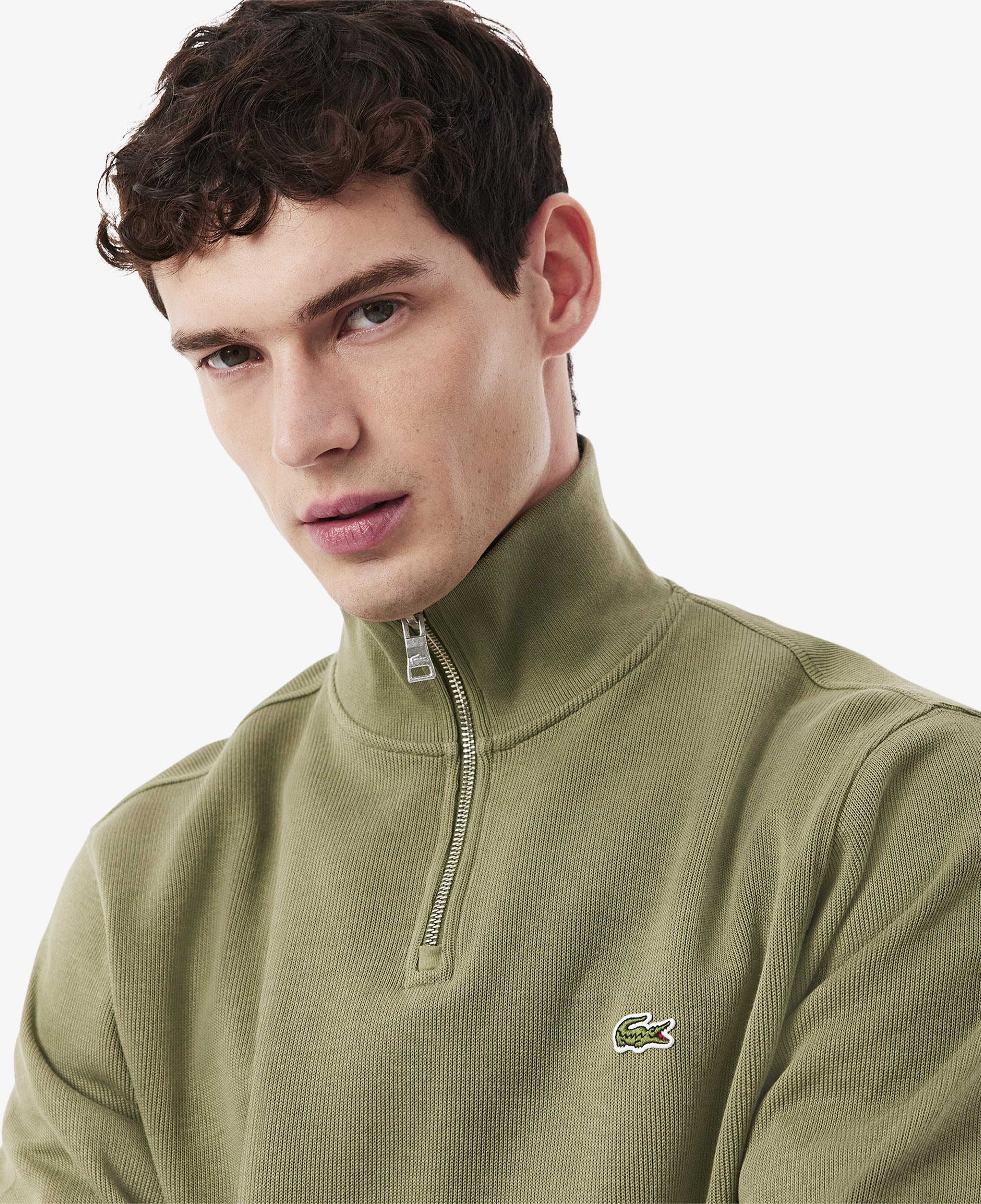 Lacoste Erkek Classic Fit Yarım Fermuarlı Haki Sweatshirt