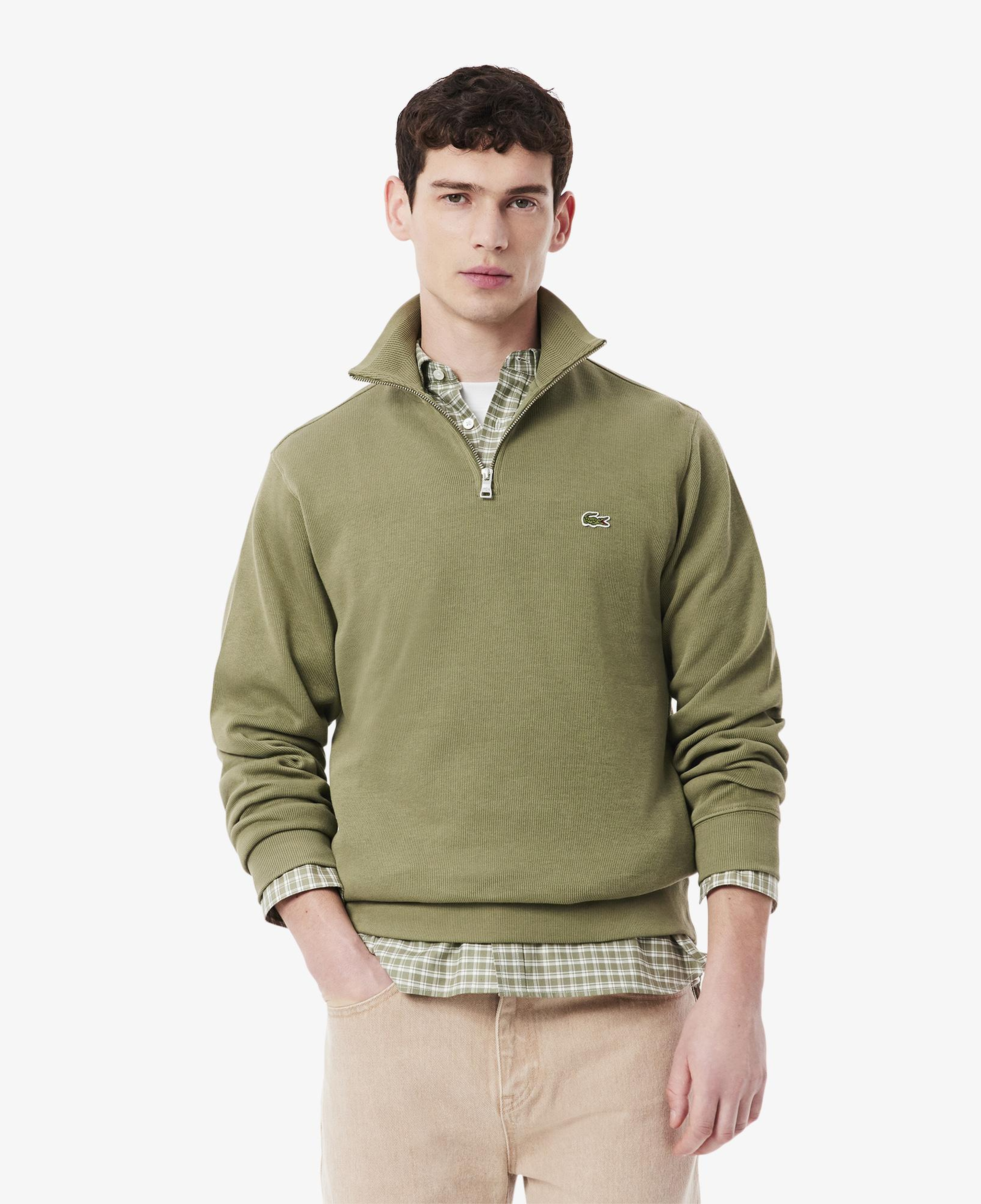 Lacoste Erkek Classic Fit Yarım Fermuarlı Haki Sweatshirt