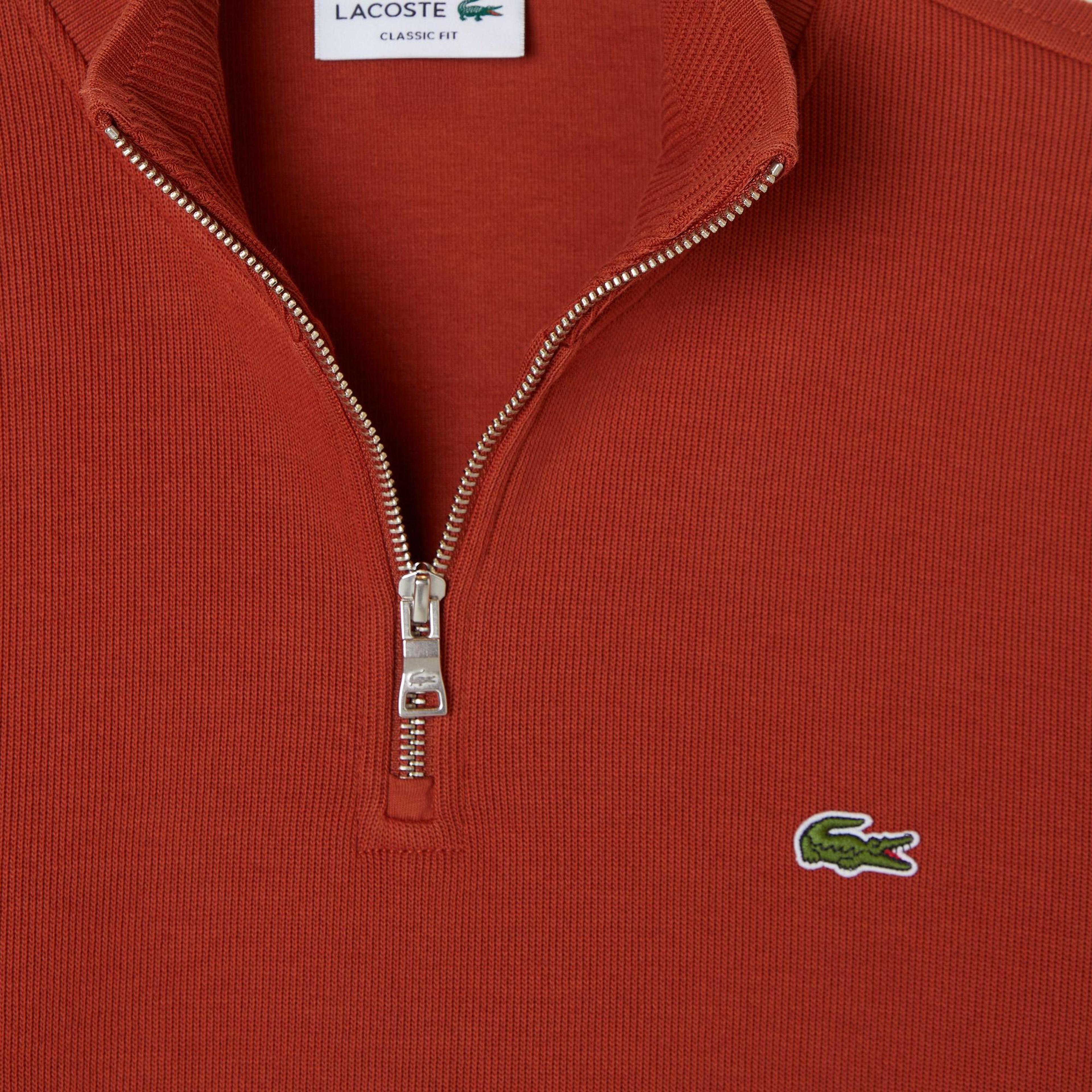 Lacoste Erkek Classic Fit Yarım Fermuarlı Turuncu Sweatshirt
