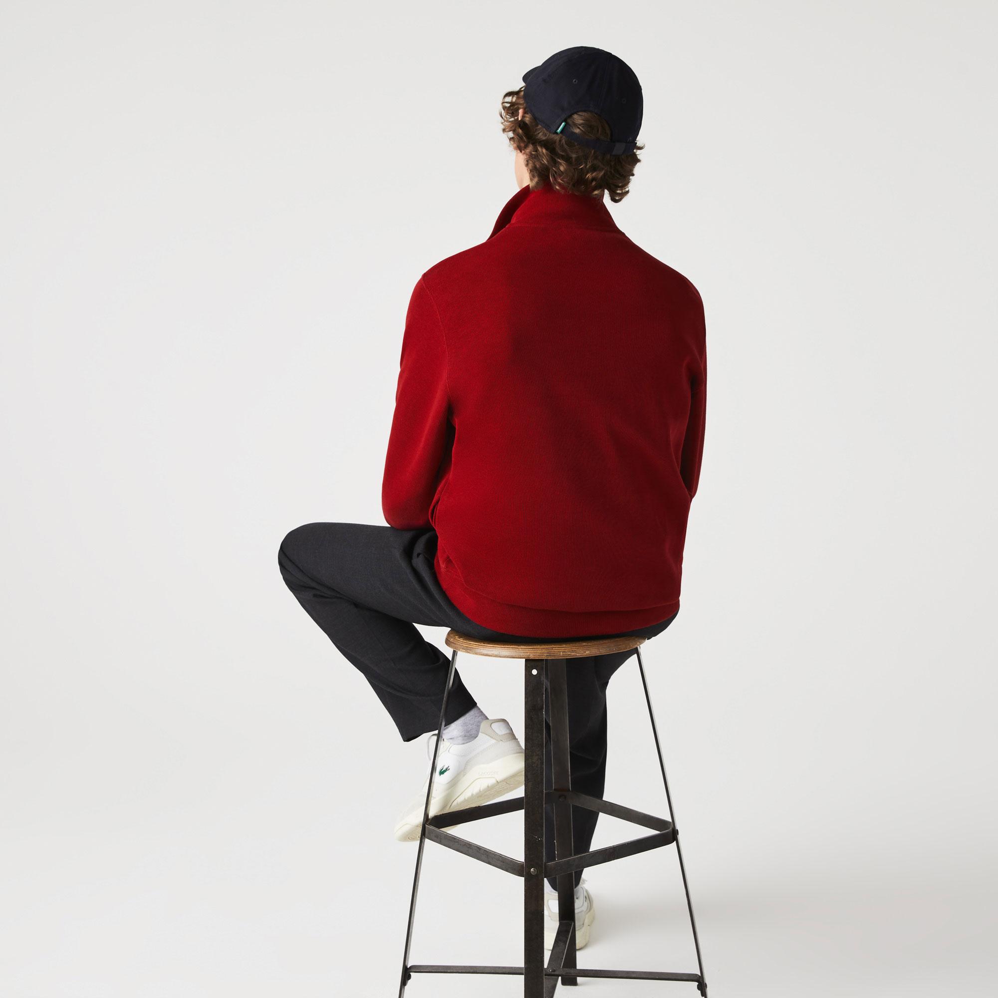 Lacoste Erkek Classic Fit Yarım Fermuarlı Bordo Sweatshirt