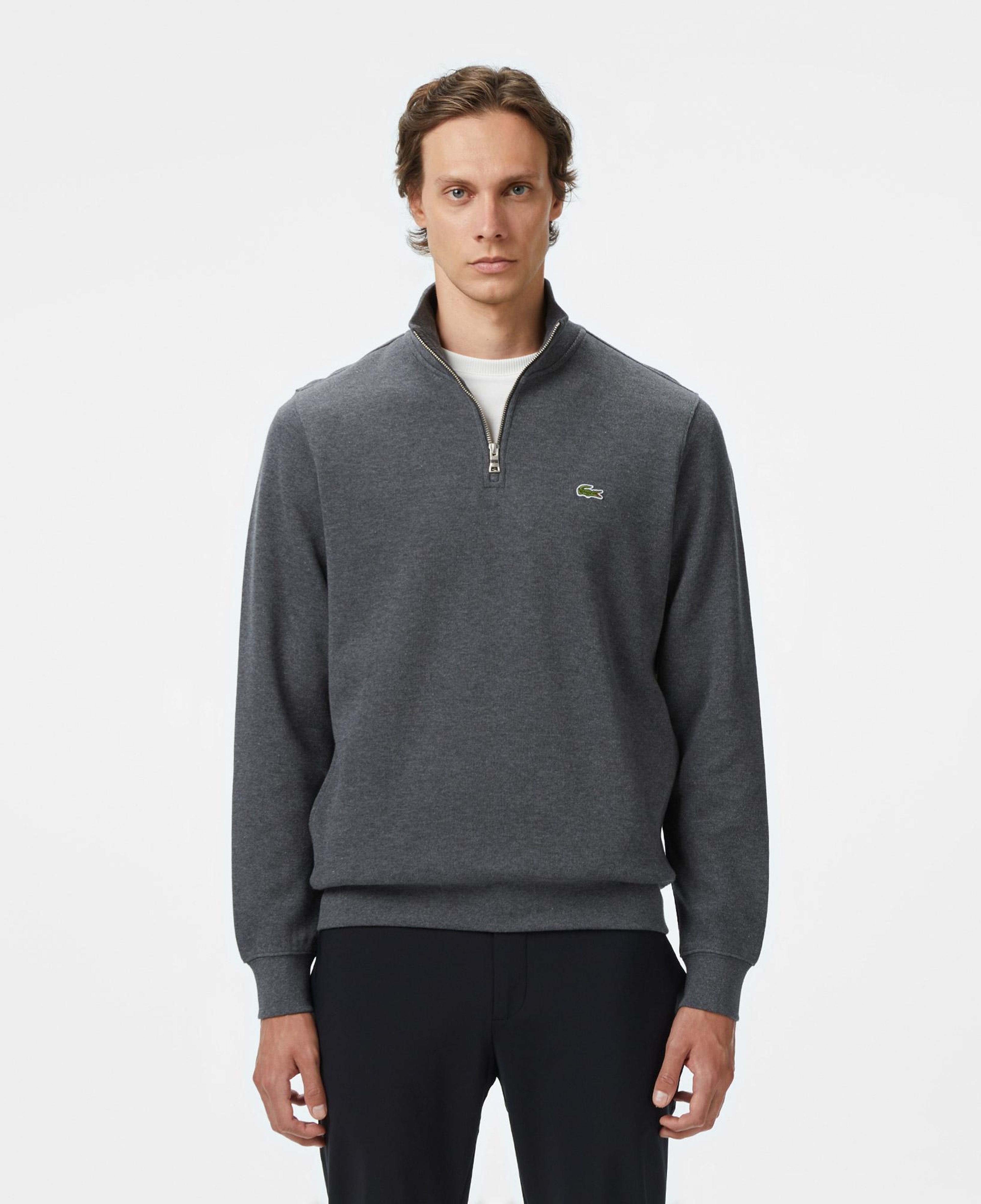 Lacoste Erkek Classic Fit Yarım Fermuarlı Gri Sweatshirt