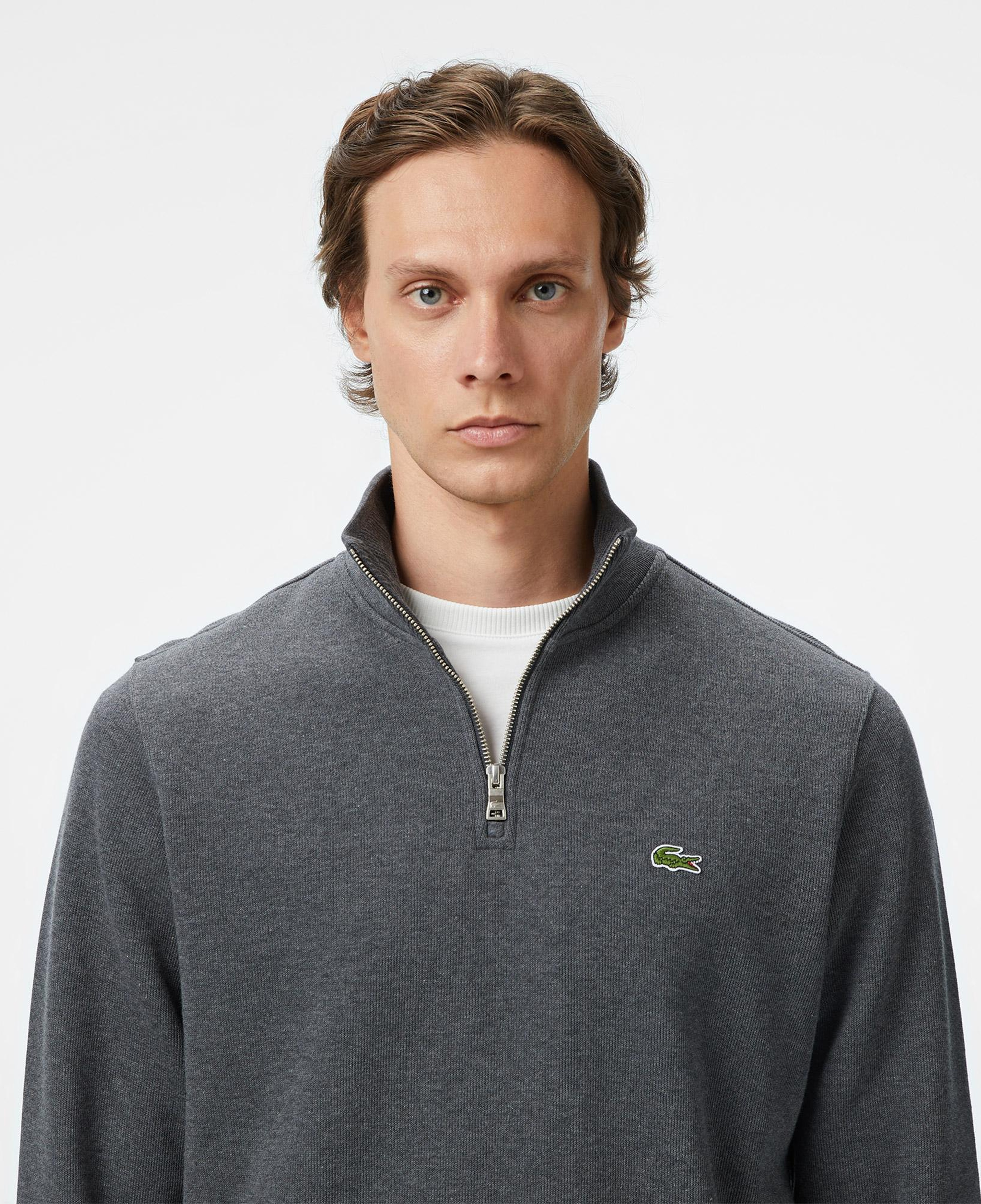 Lacoste Erkek Classic Fit Yarım Fermuarlı Gri Sweatshirt