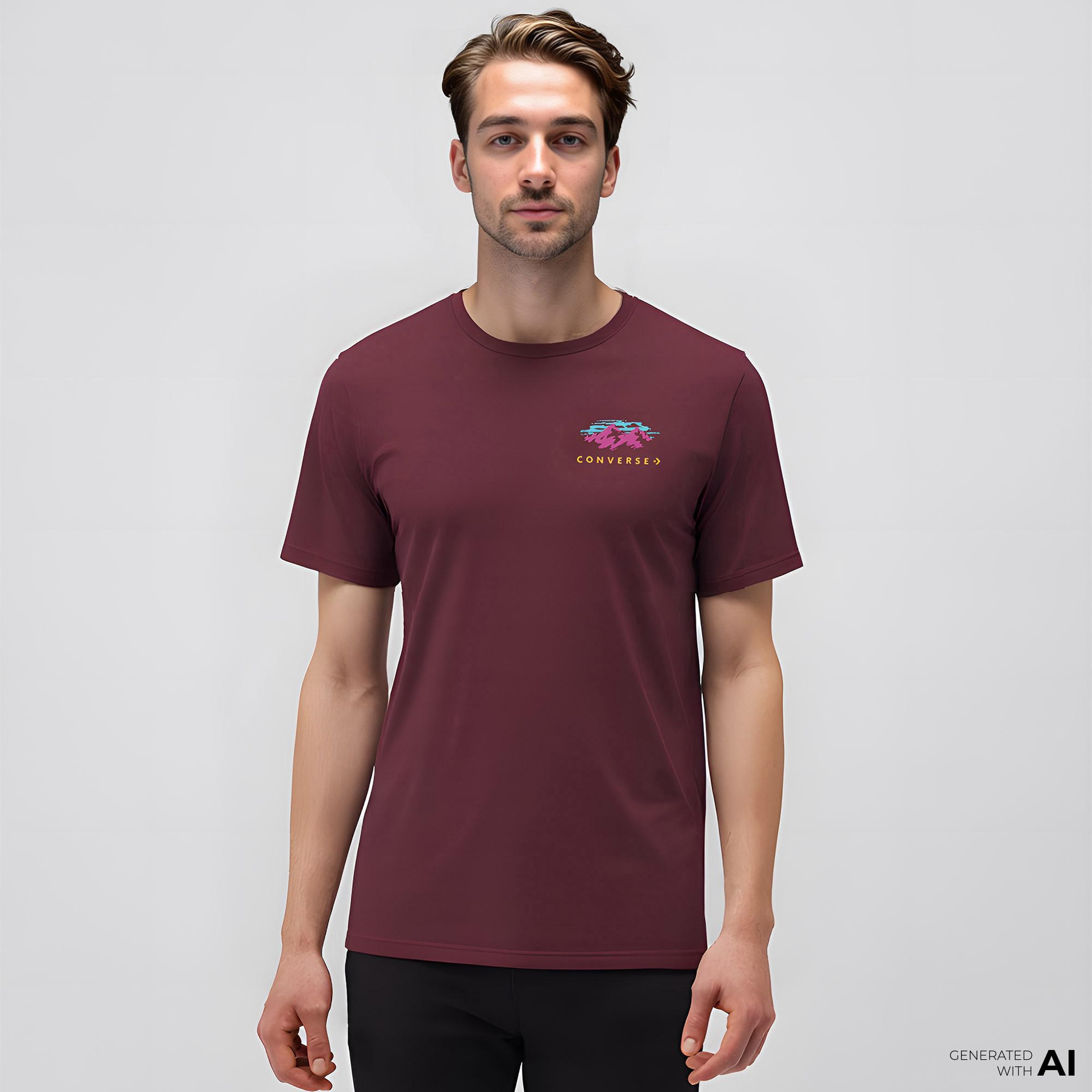 Converse Erkek Grafik Baskılı Bordo T-Shirt