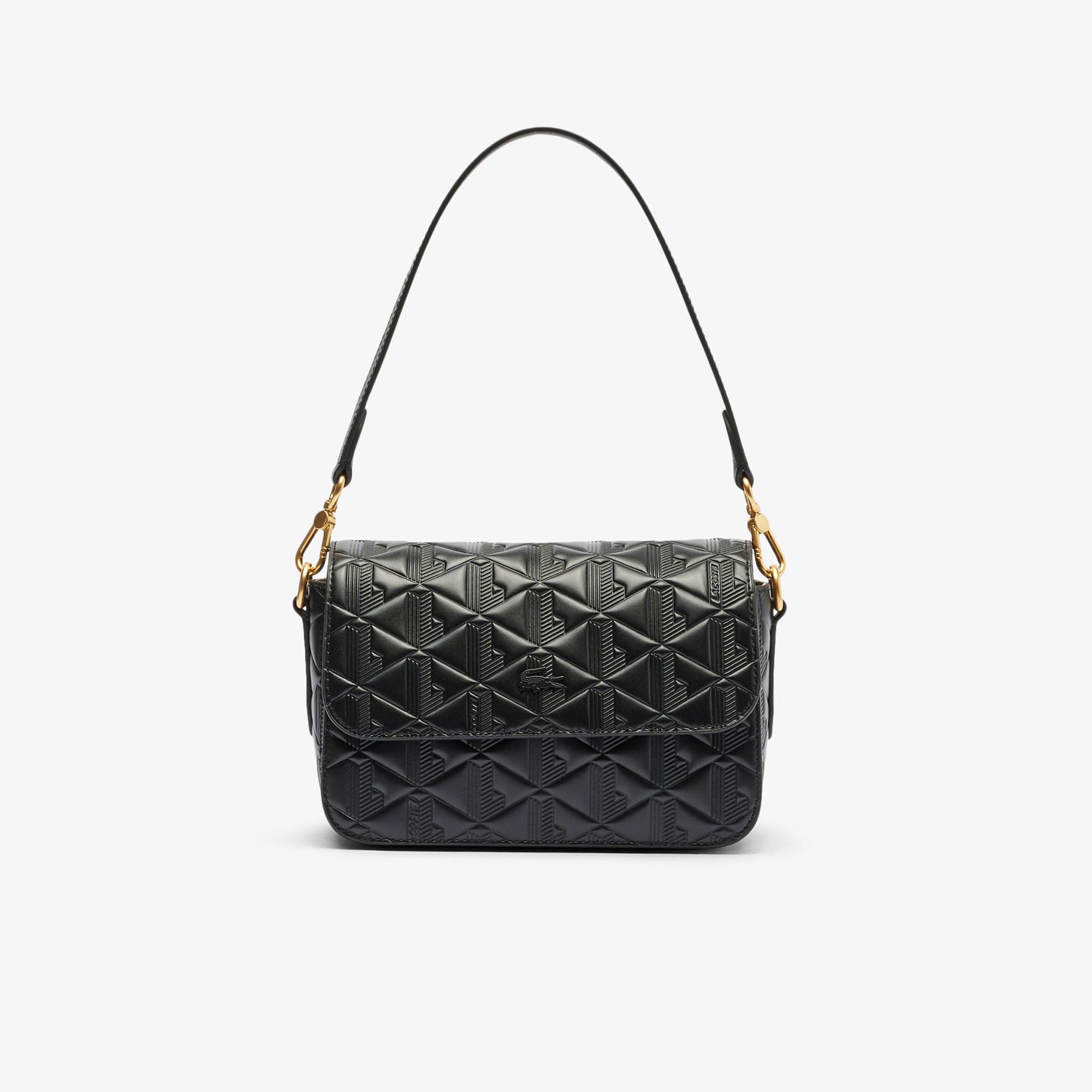 Lacoste Maheki Kadın Monogram Deri Siyah Omuz Çantası