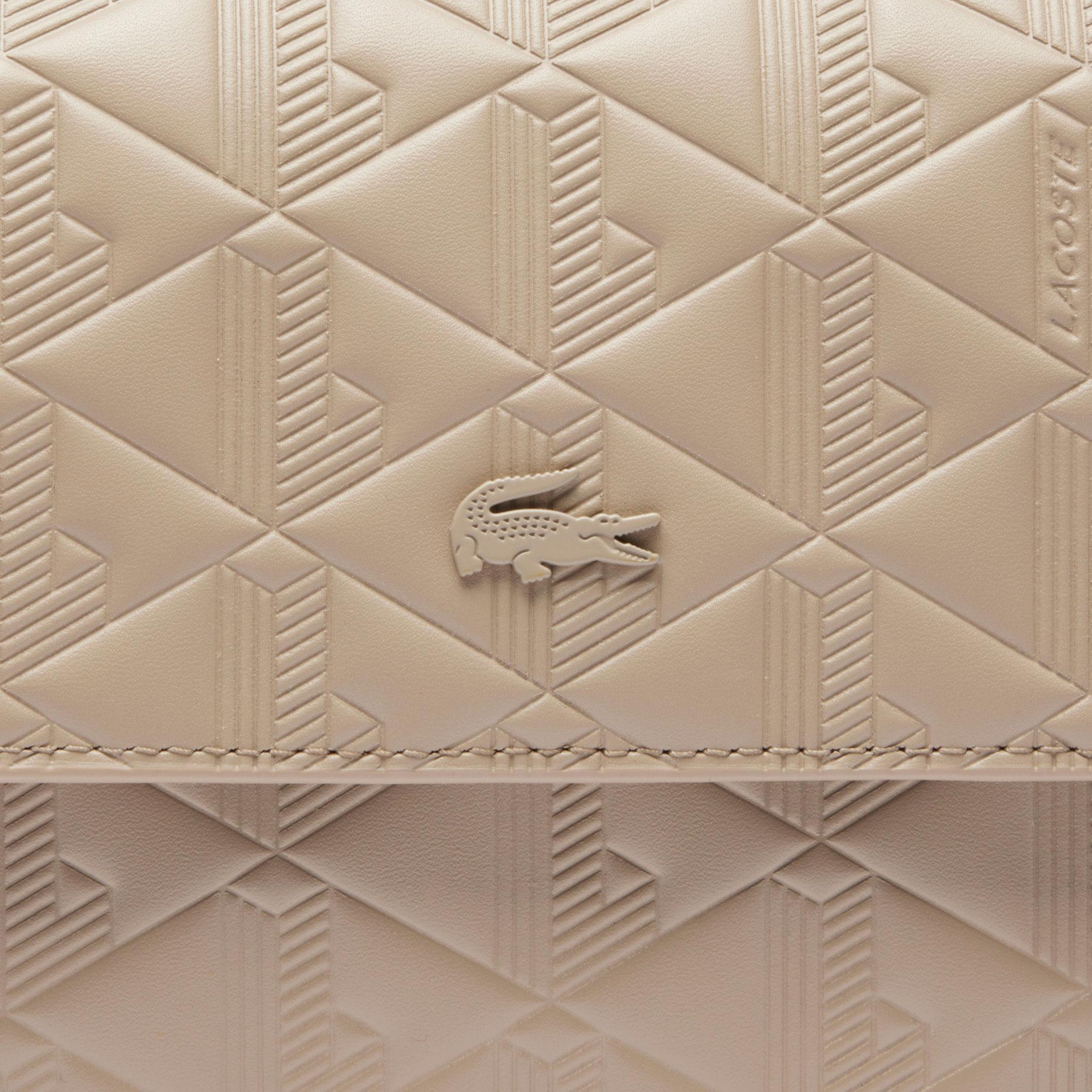 Lacoste Maheki Kadın Monogram Deri Bej Omuz Çantası