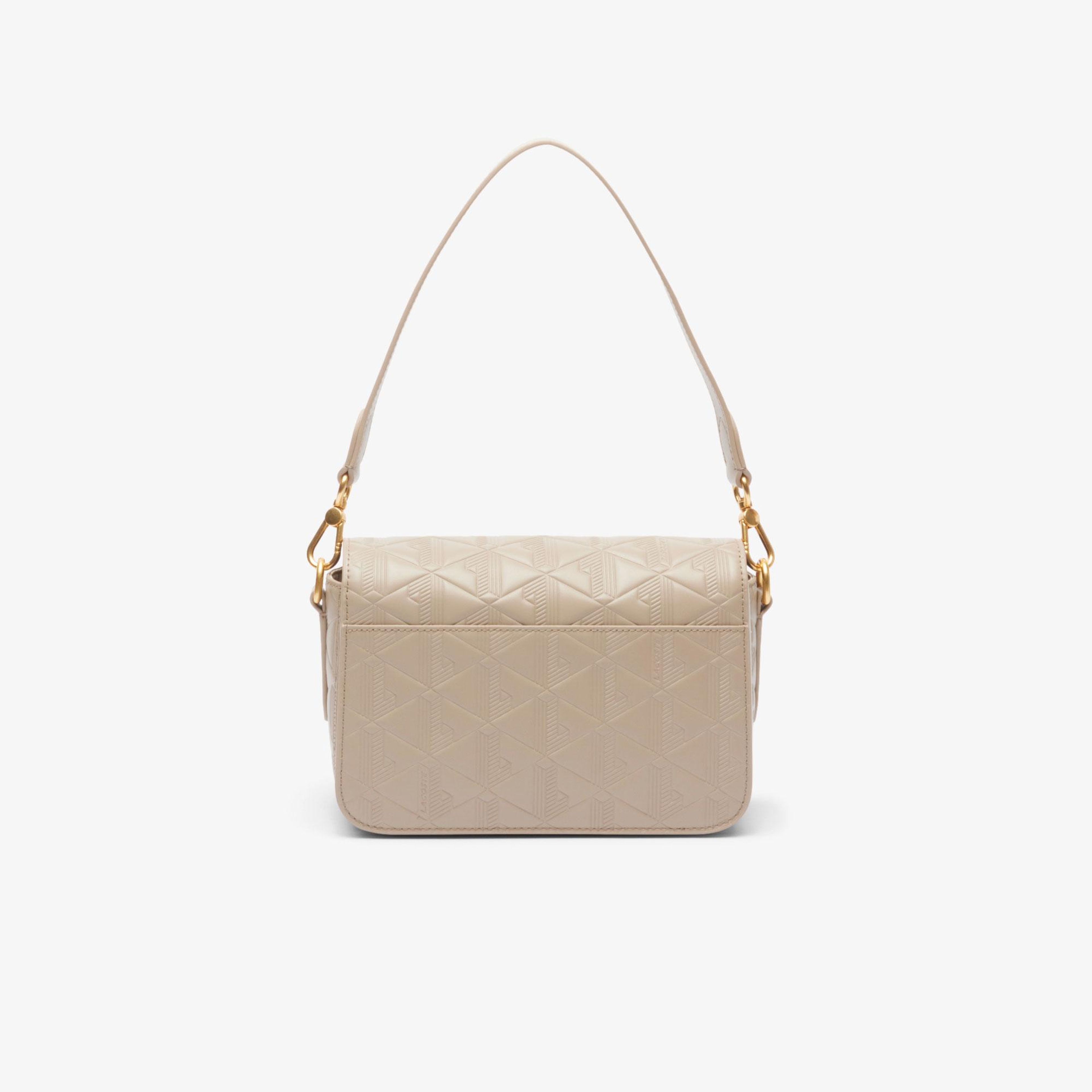 Lacoste Maheki Kadın Monogram Deri Bej Omuz Çantası