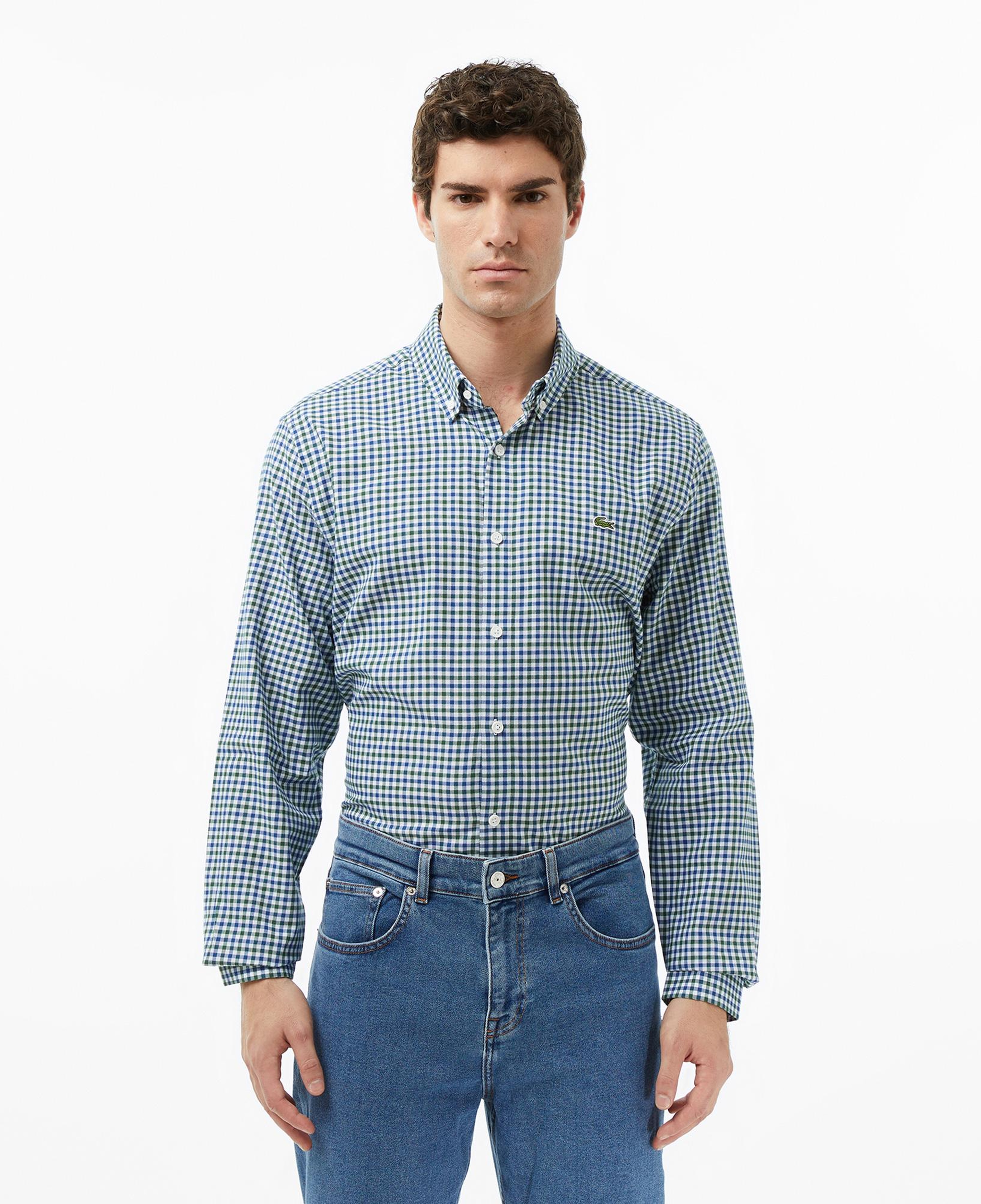 Lacoste Erkek Regular Fit Düğmeli Yaka Kareli Lacivert Gömlek
