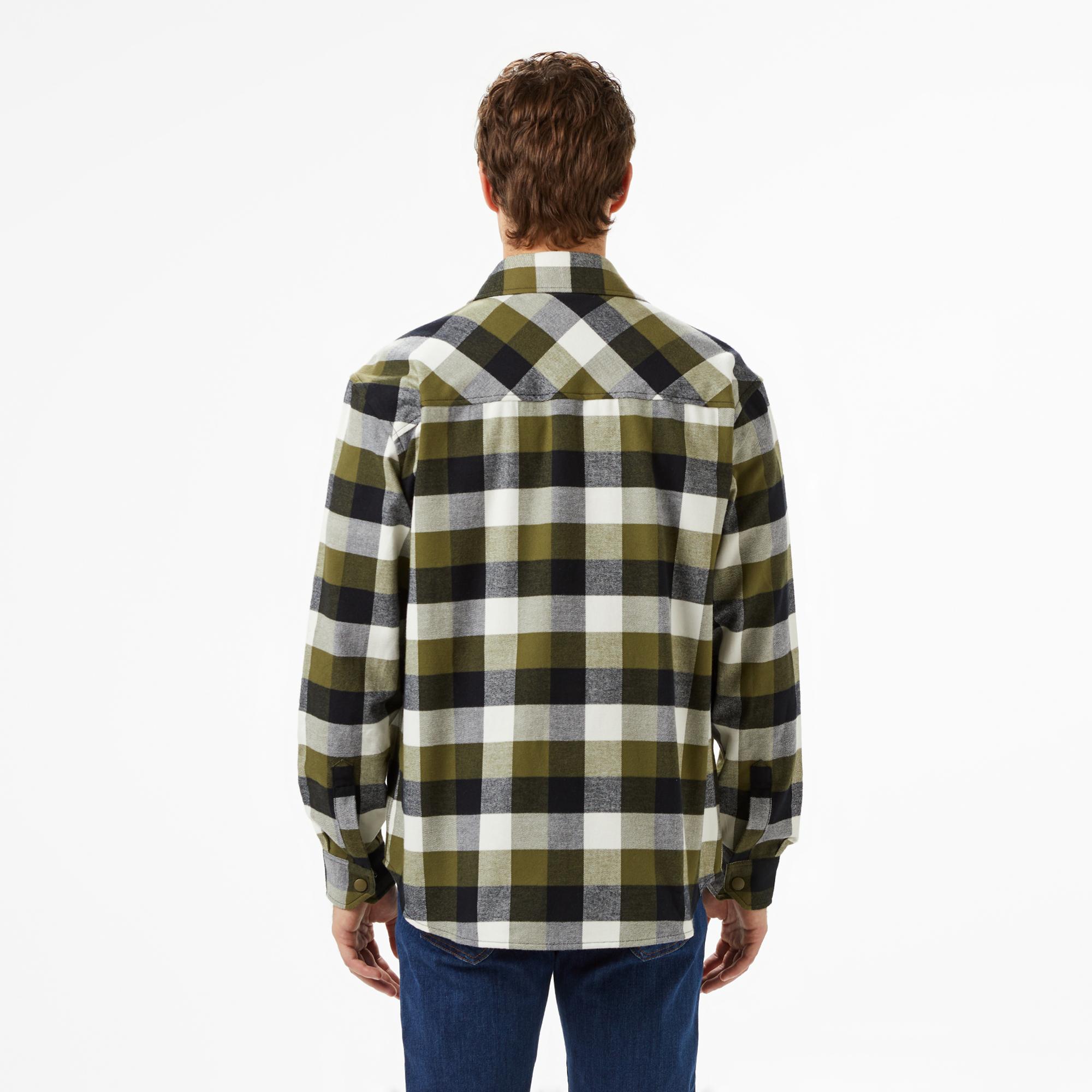 Lacoste Erkek Relaxed Fit Kareli Haki Gömlek