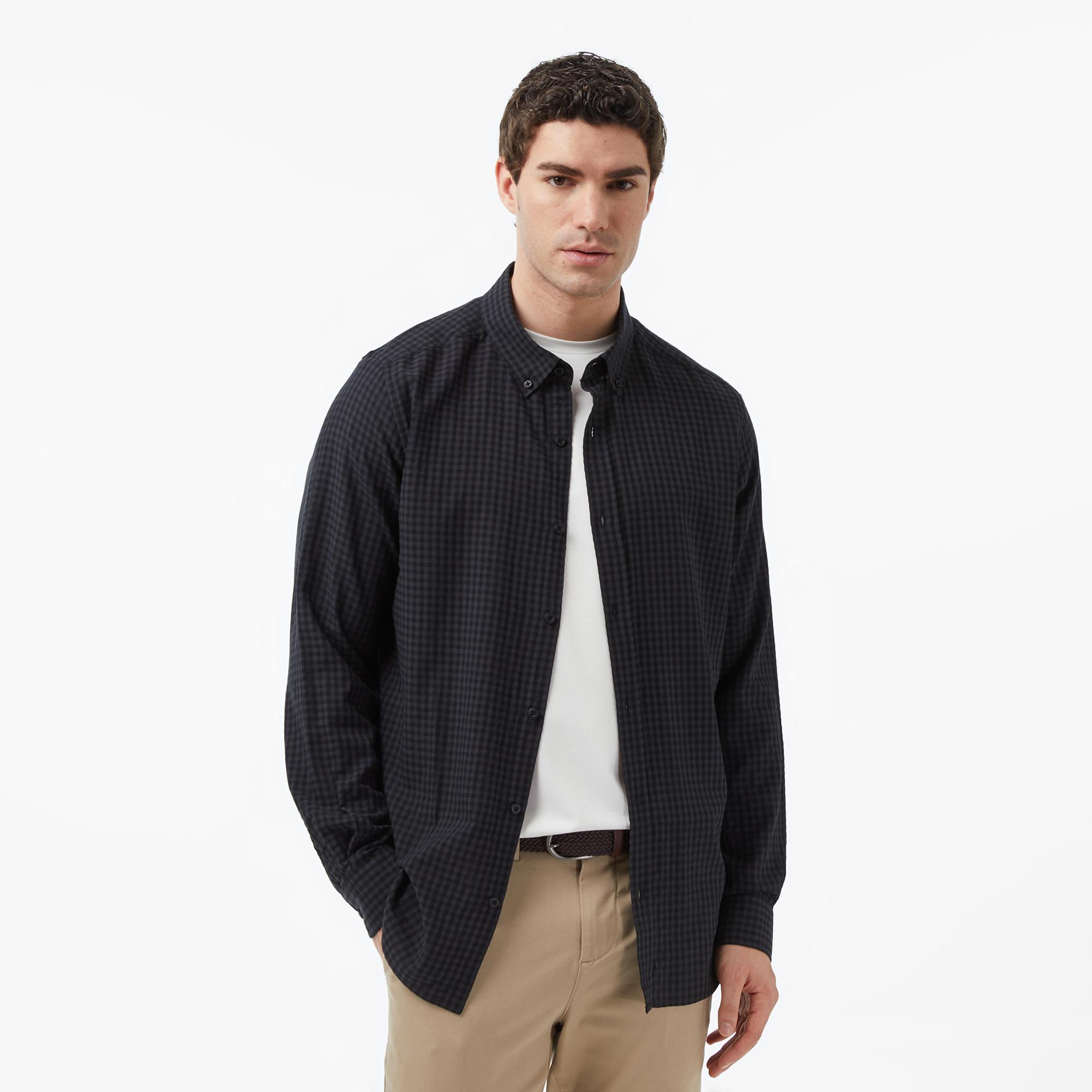 Nautica Erkek Siyah Regular Fit Kareli Gömlek