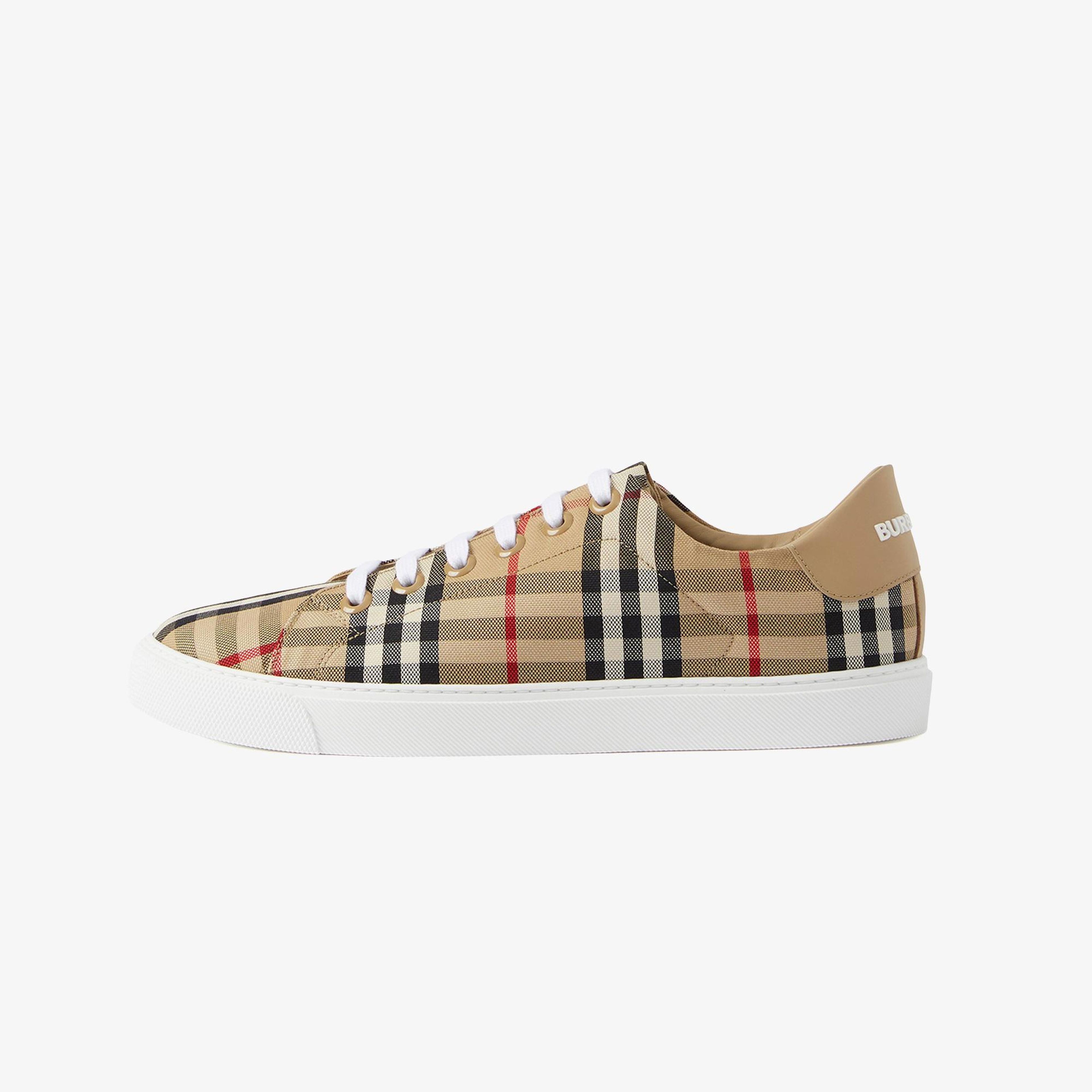 Burberry Check and Leather Kadın Bej Sneaker