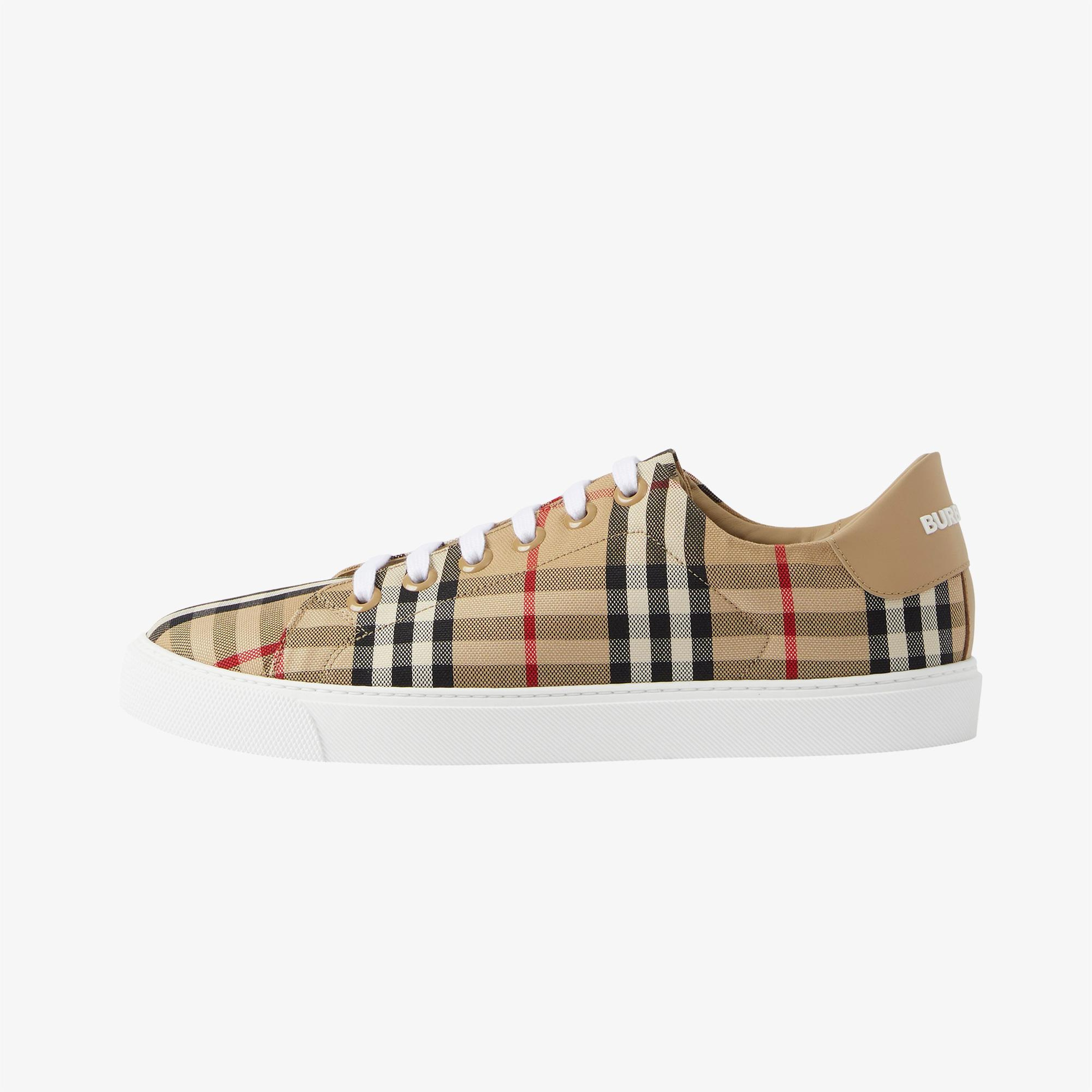 Burberry Check and Leather Kadın Bej Sneaker