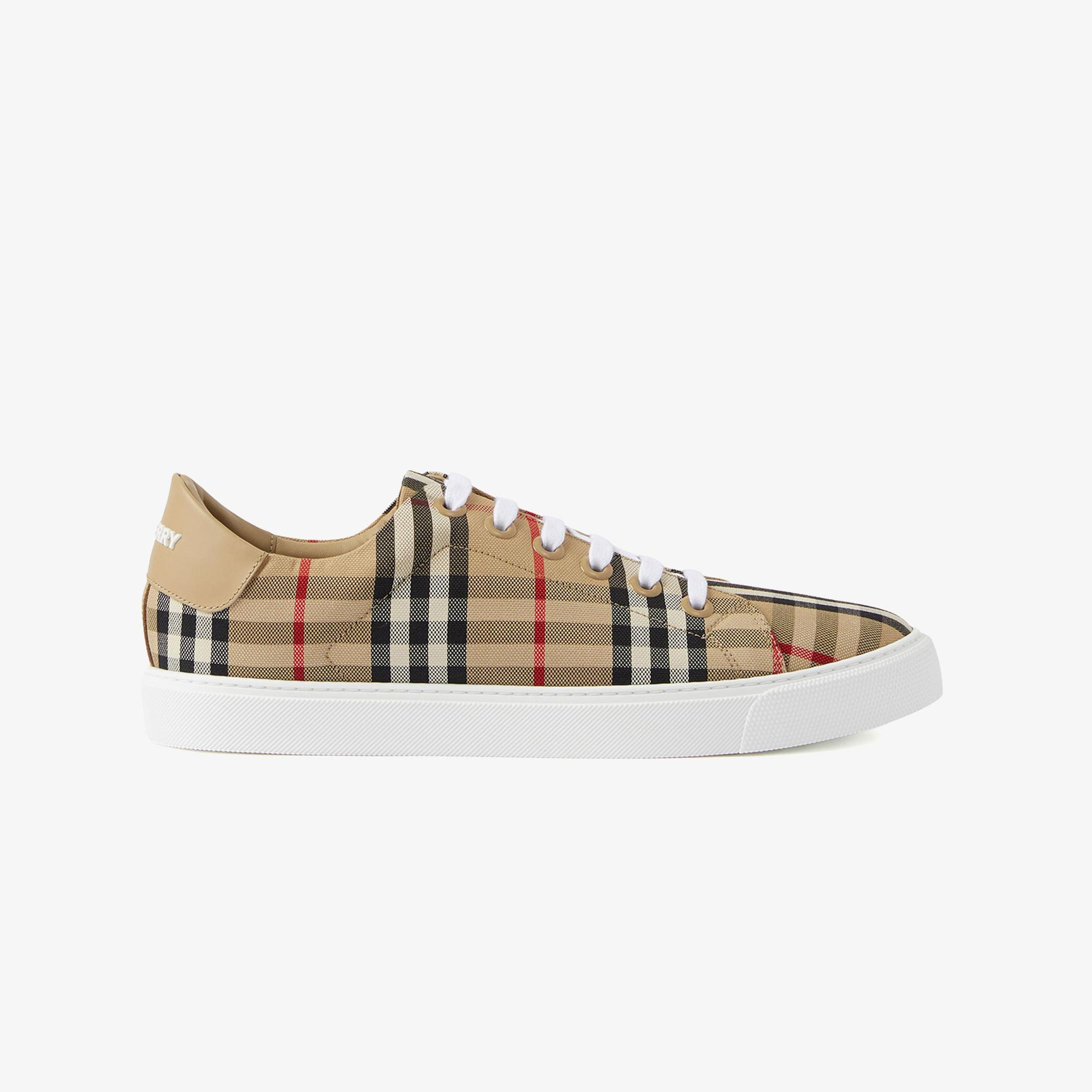 Burberry Check and Leather Kadın Bej Sneaker