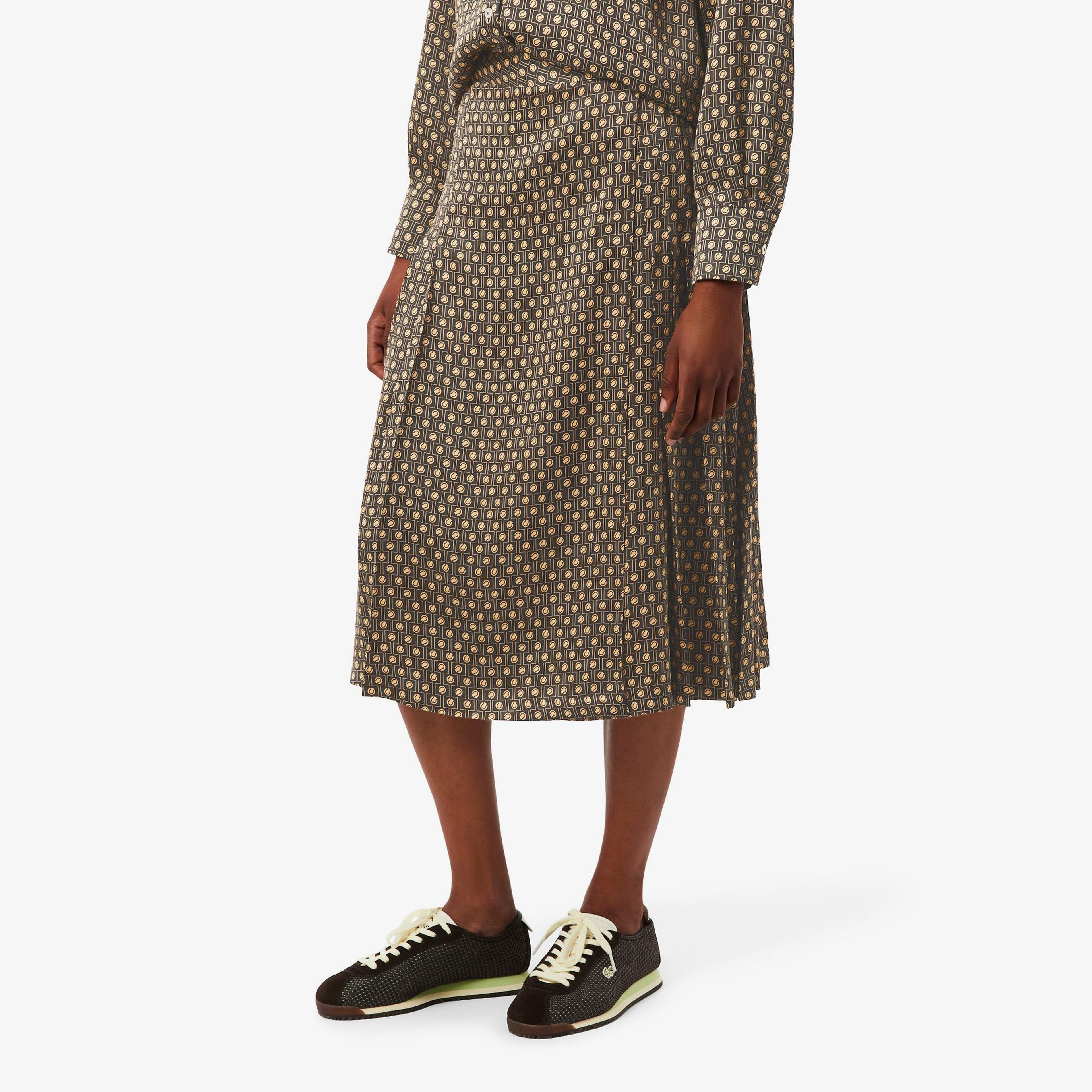 Lacoste Kadın Desenli Kahverengi Etek