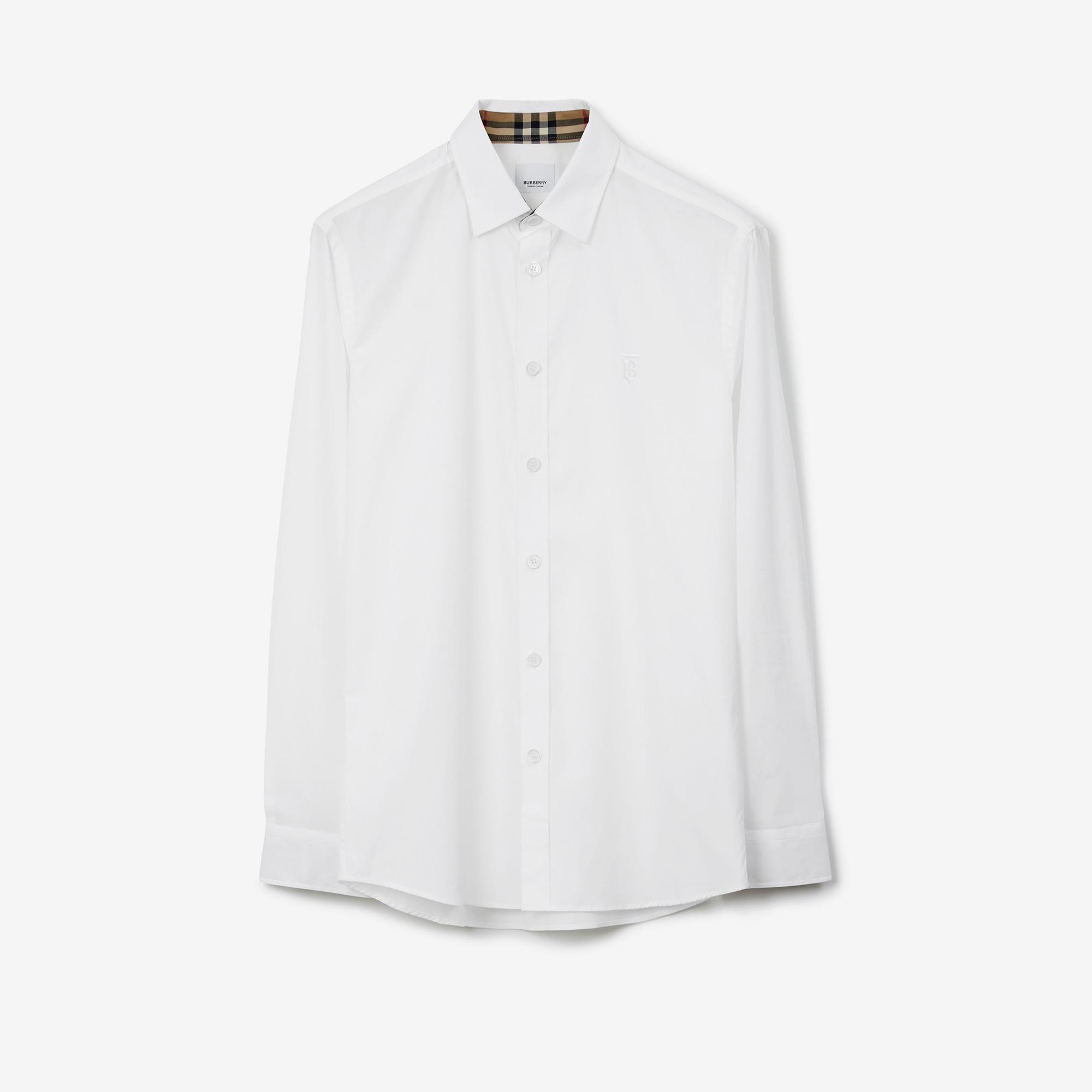 Burberry Stretch Pamuklu Erkek Beyaz Gömlek