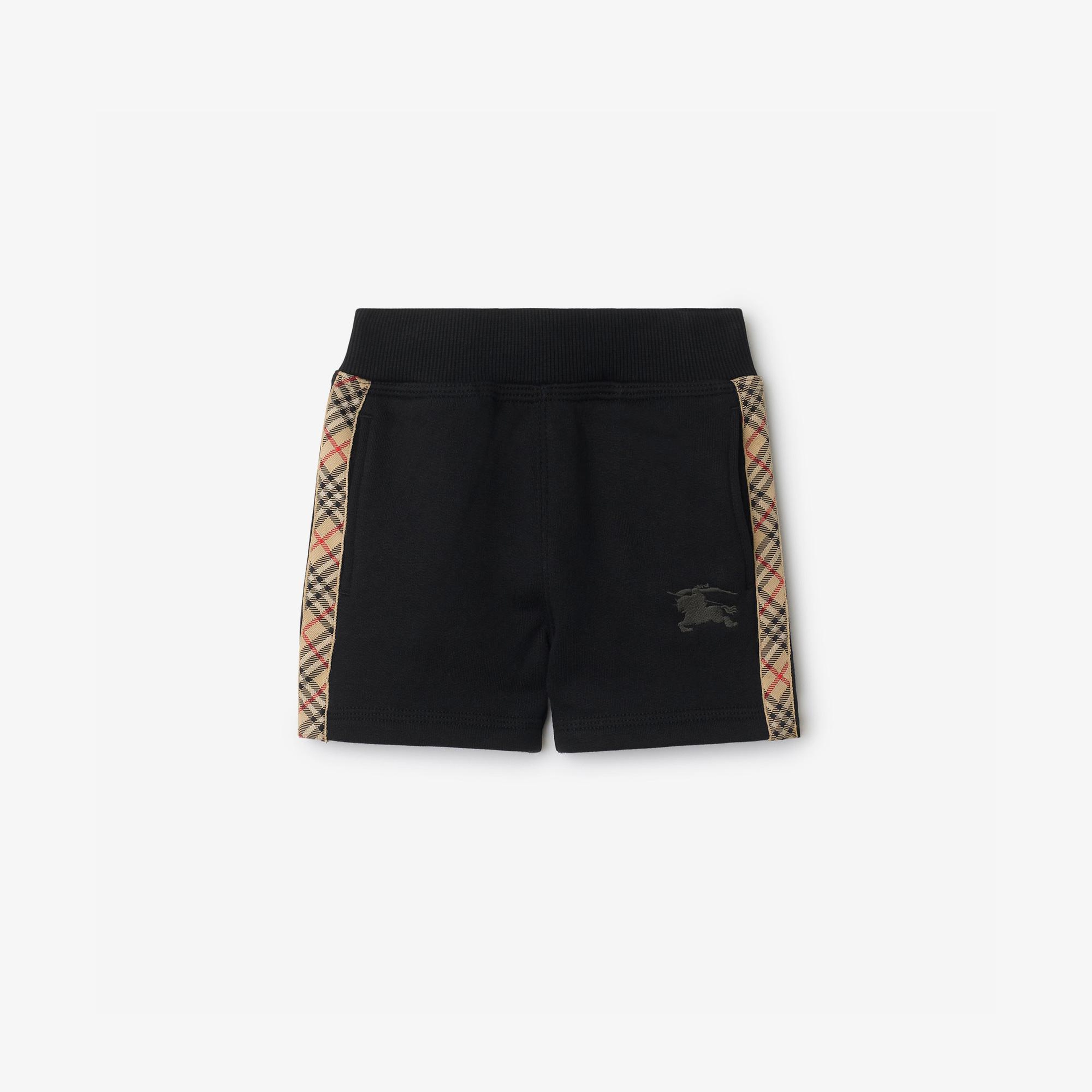 Burberry Benny Check Trim Cotton Çocuk Siyah Şort