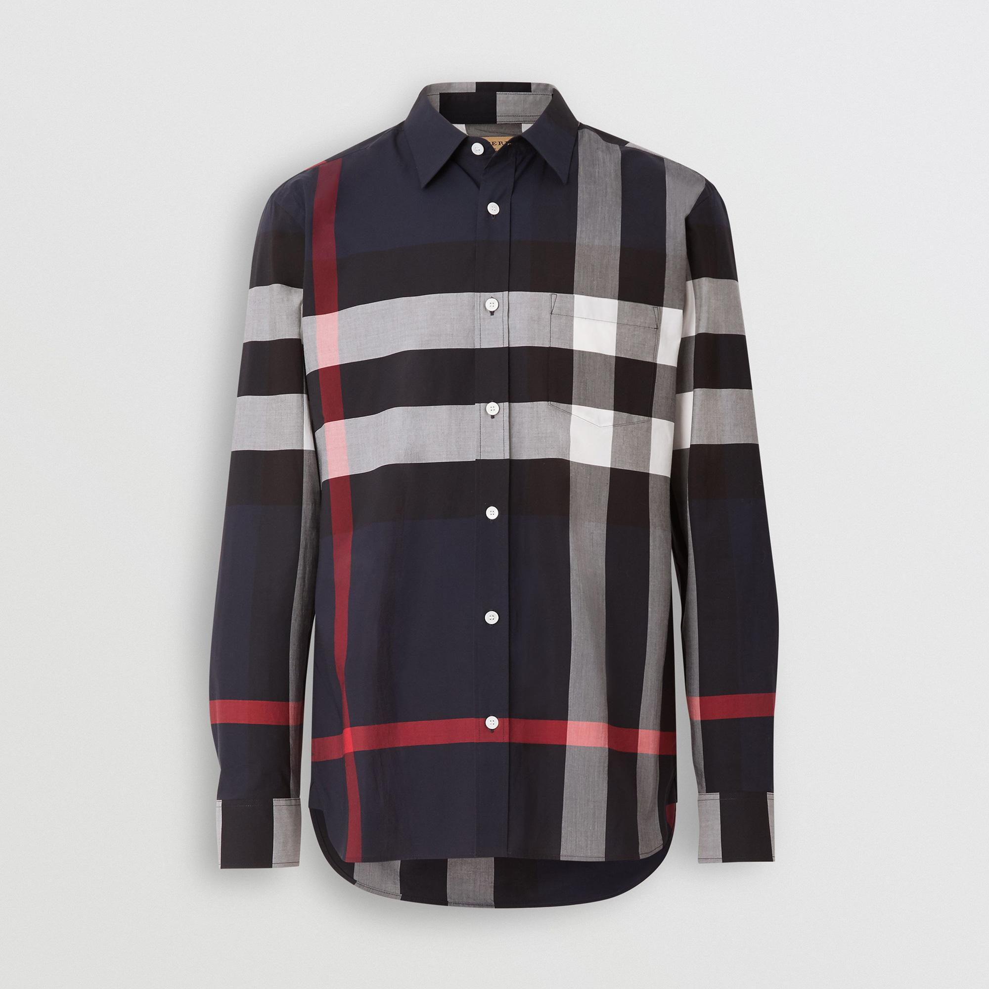 Burberry Windsor Stretch Cotton Erkek Lacivert Gömlek