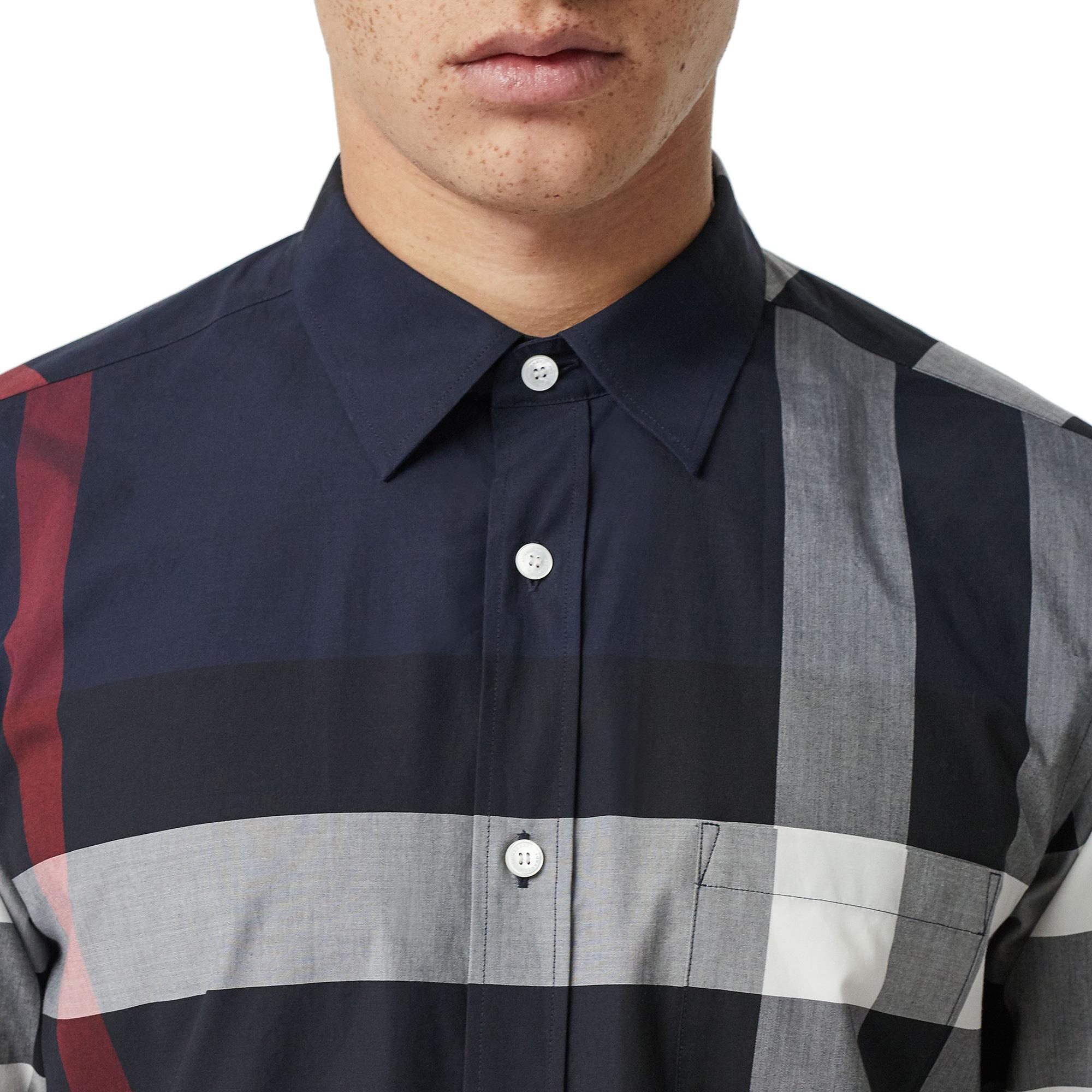 Burberry Windsor Stretch Cotton Erkek Lacivert Gömlek