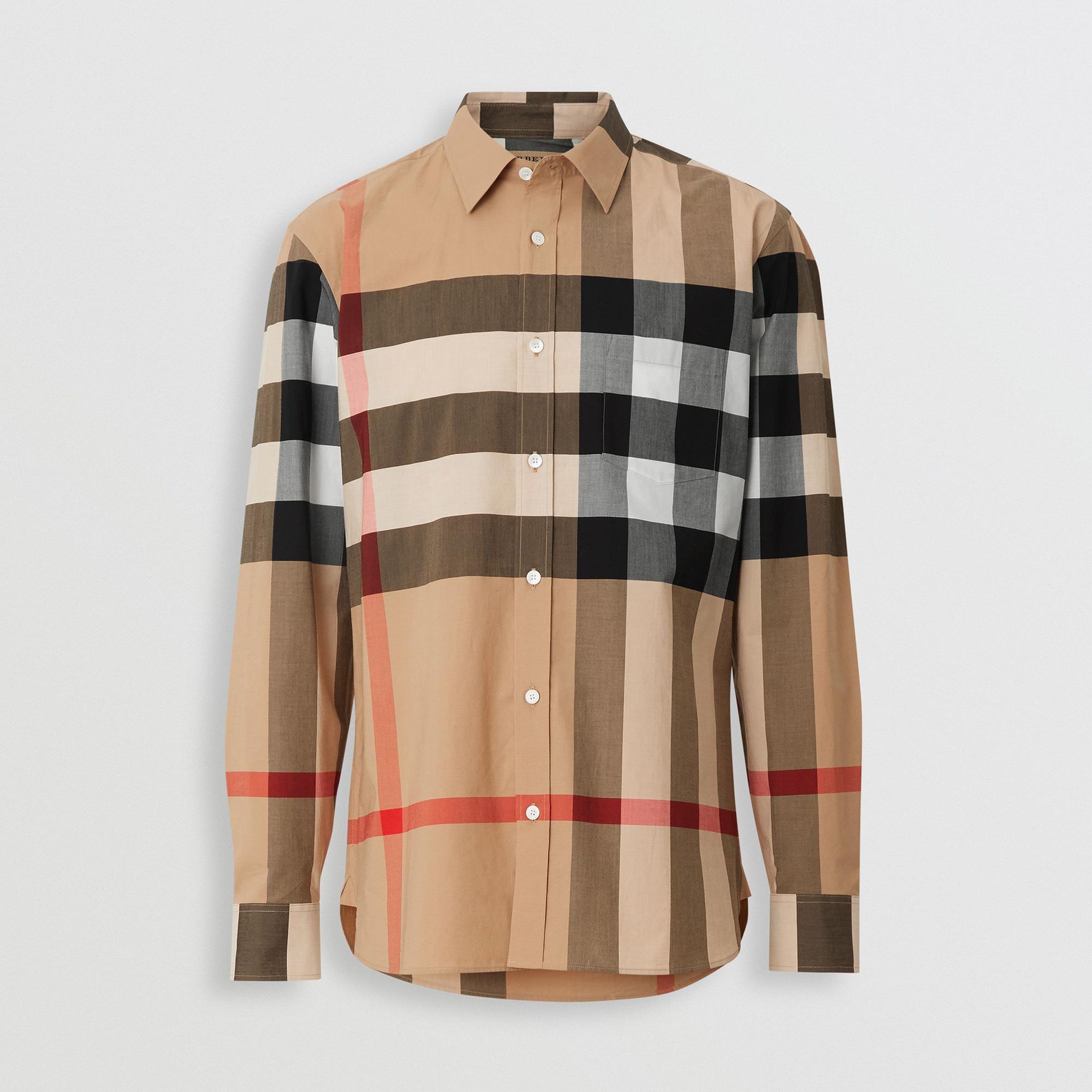 Burberry Windsor Stretch Cotton Erkek Bej Gömlek