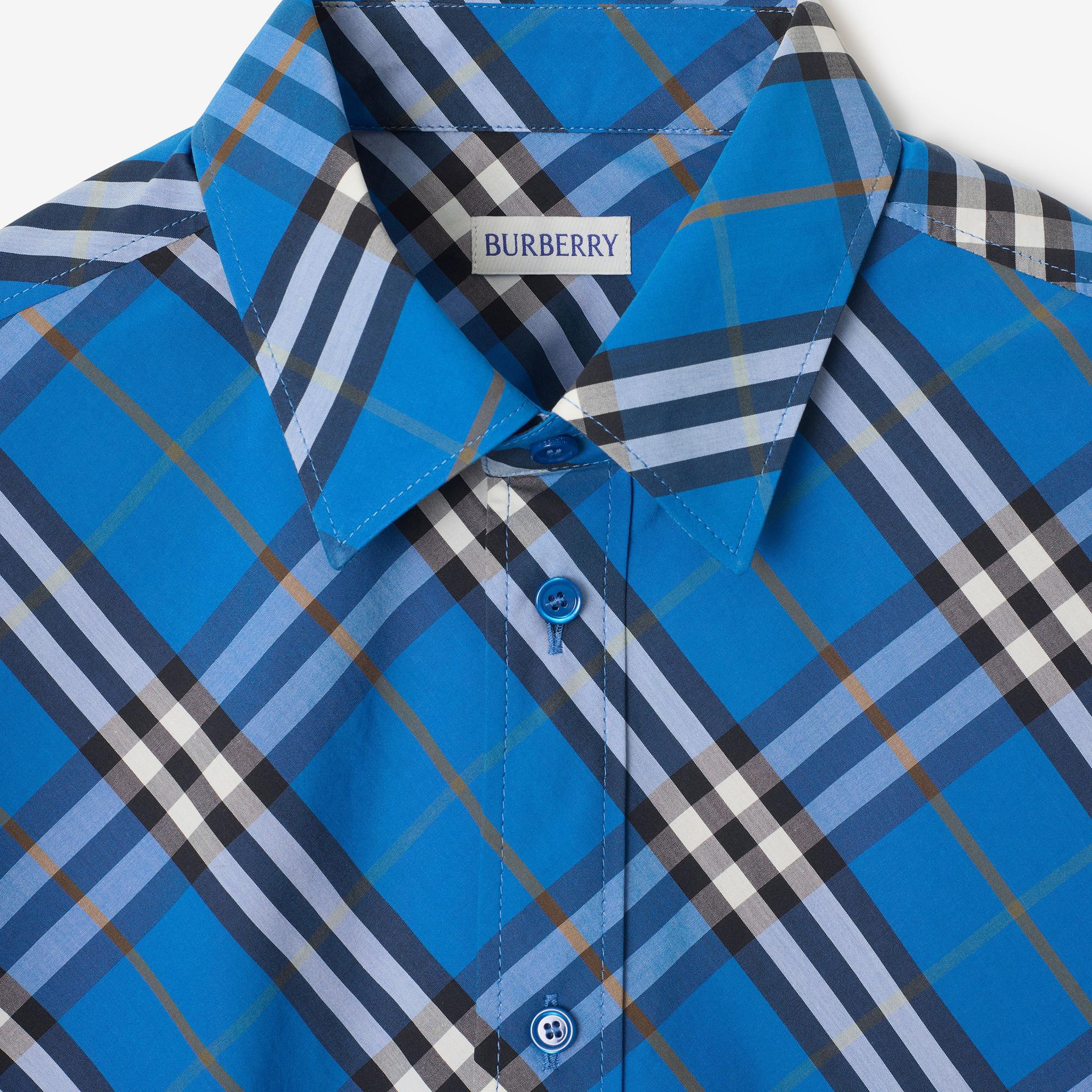 Burberry Check Cotton Erkek Mavi Gömlek