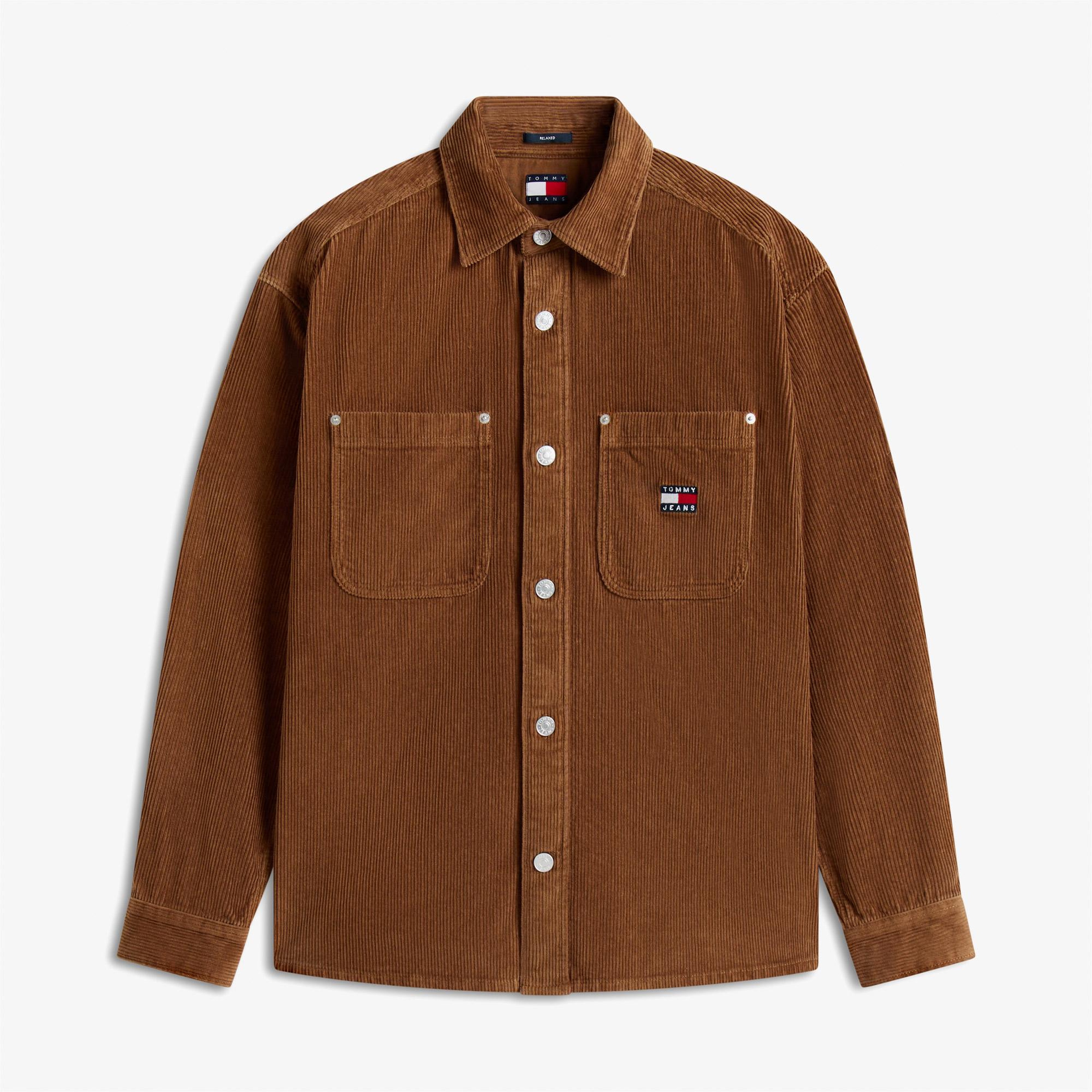 Tommy Jeans Relax Washed Cord Erkek Kahverengi Gömlek