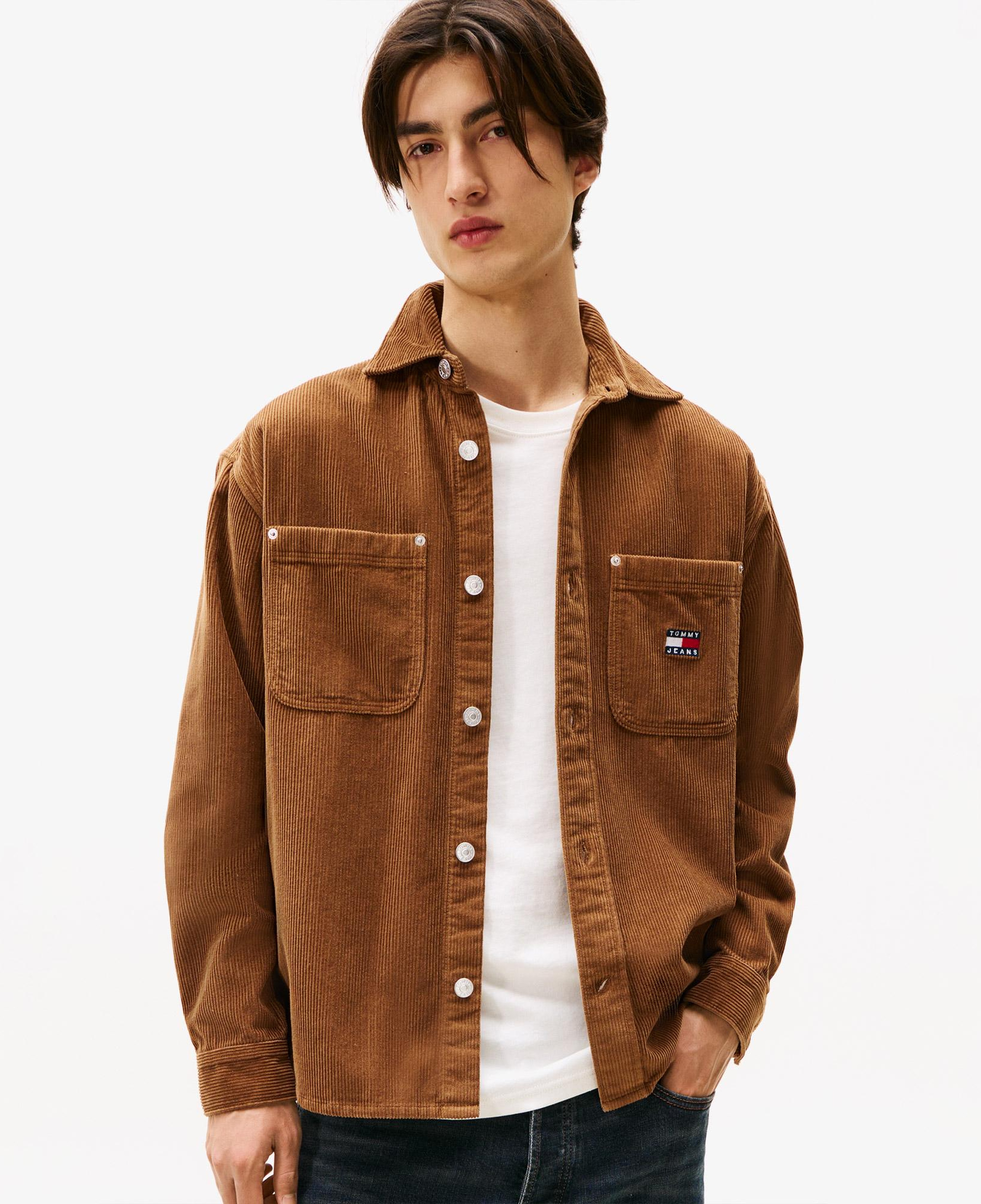 Tommy Jeans Relax Washed Cord Erkek Kahverengi Gömlek