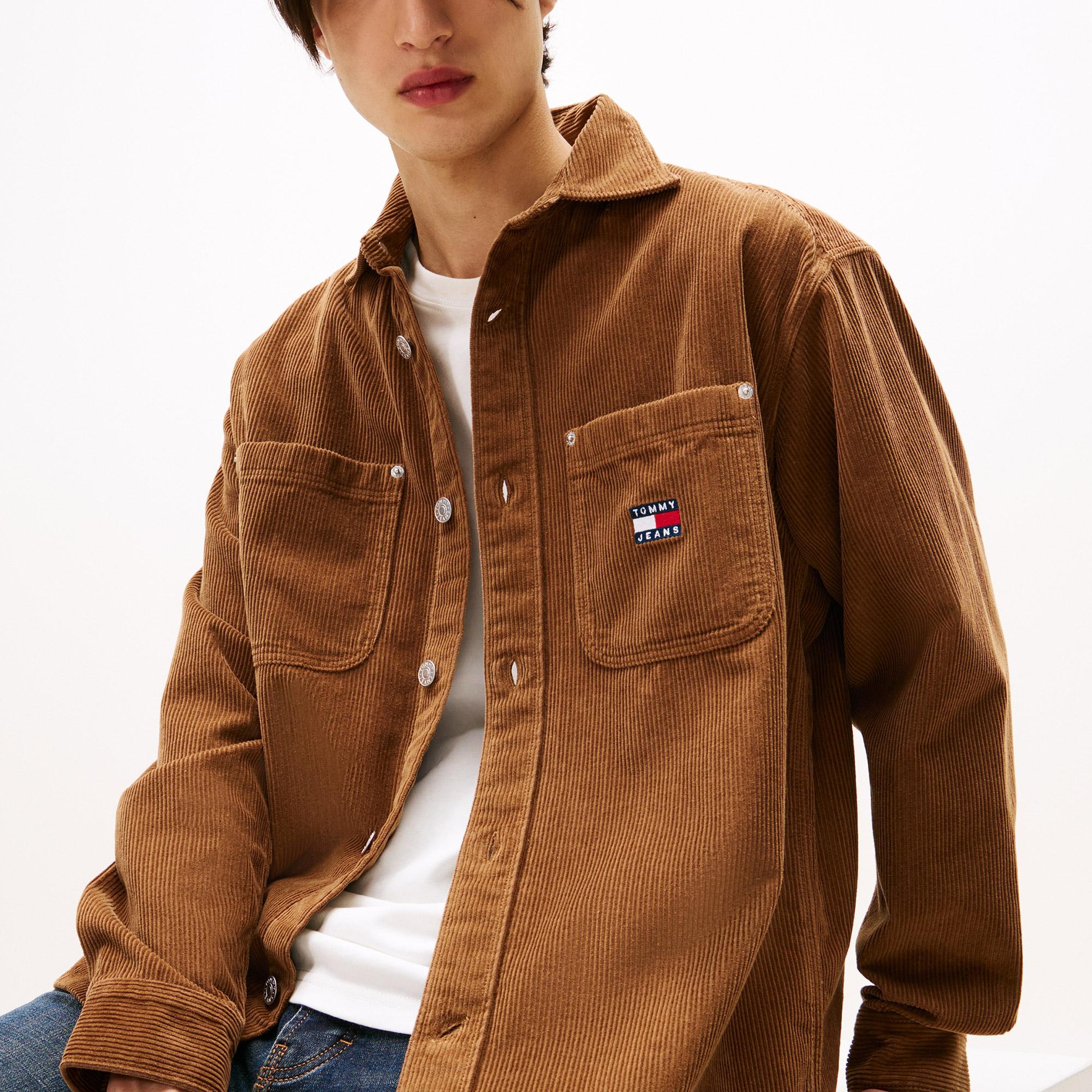 Tommy Jeans Relax Washed Cord Erkek Kahverengi Gömlek