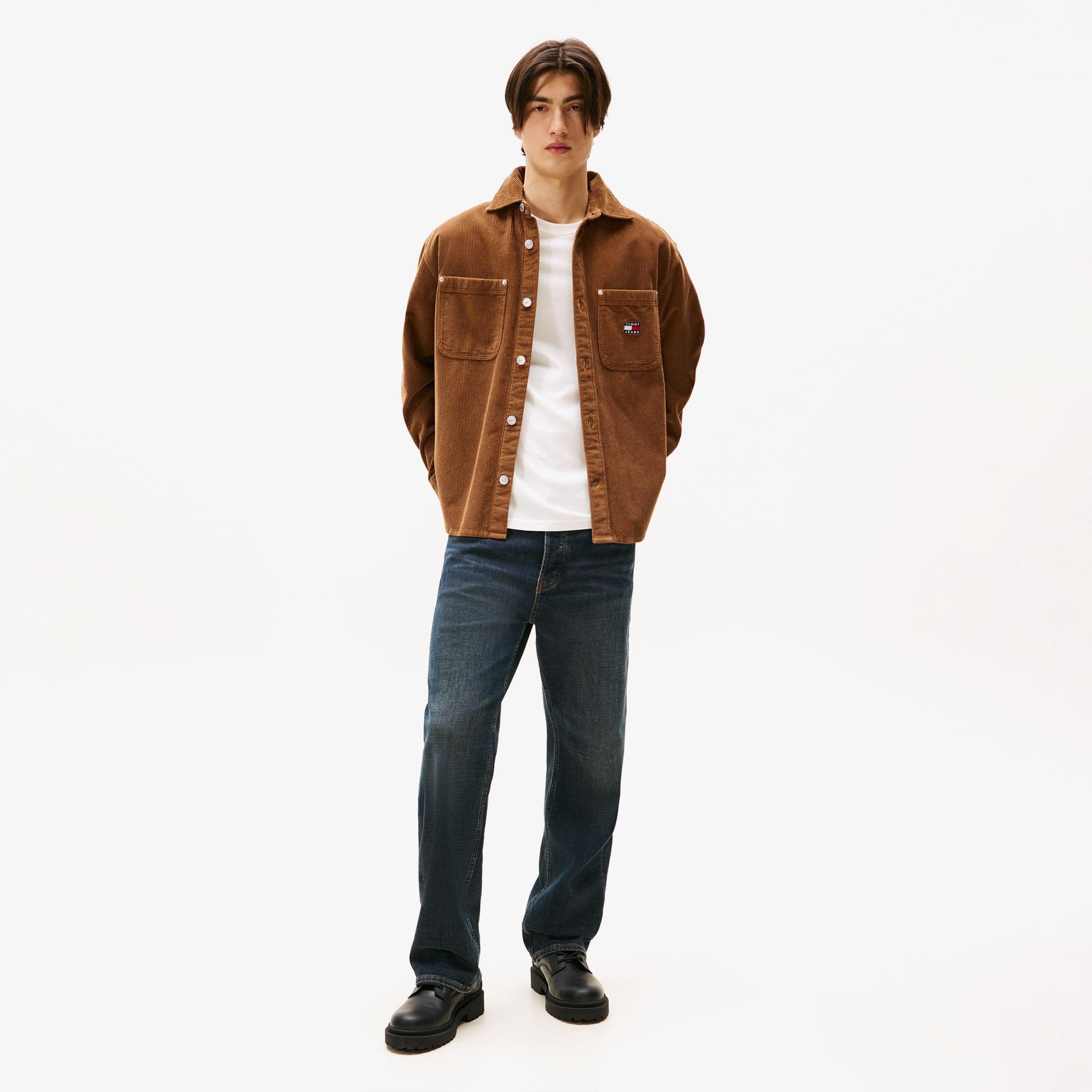 Tommy Jeans Relax Washed Cord Erkek Kahverengi Gömlek