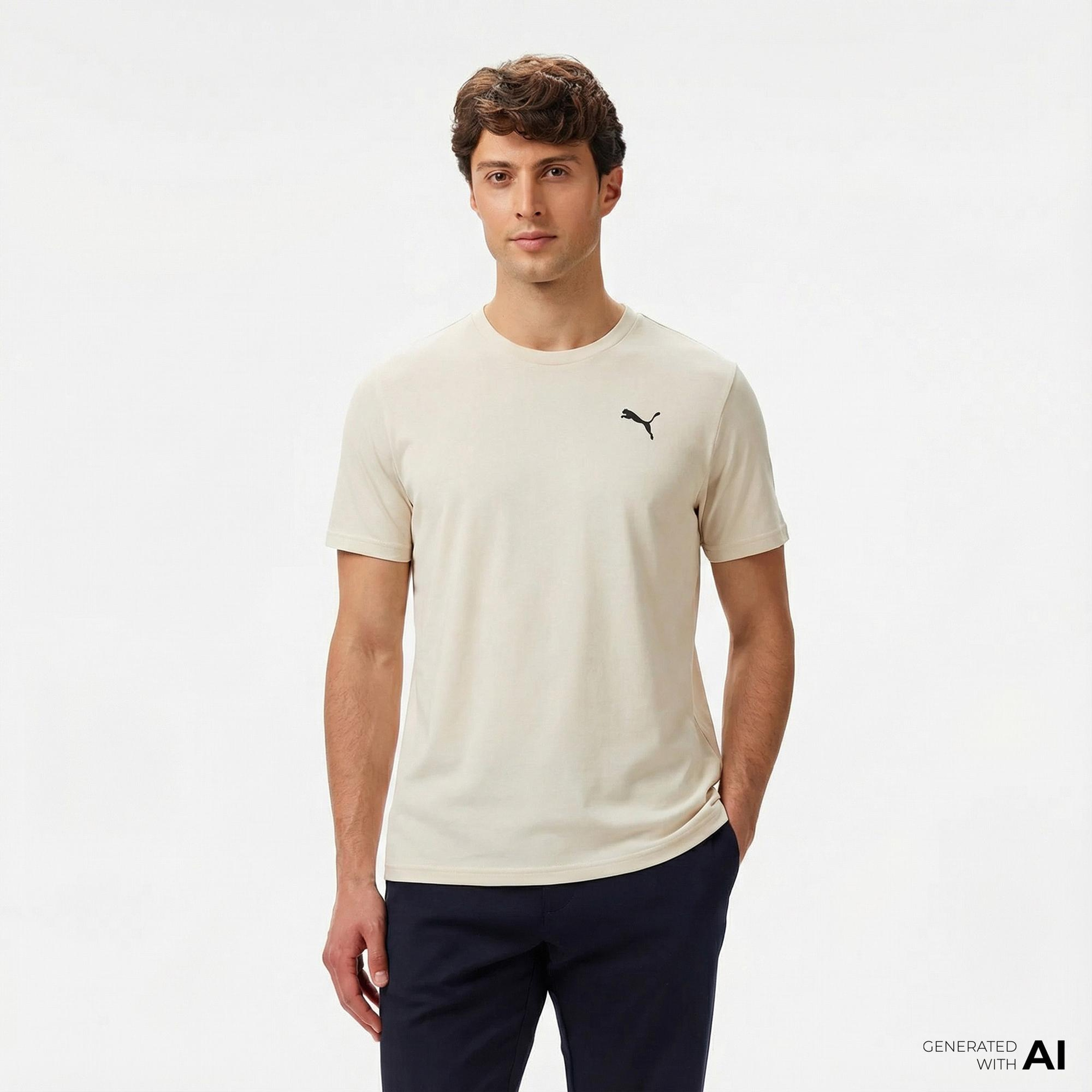 Puma Tad Essentialential Solid Cat Erkek Bej T-Shirt