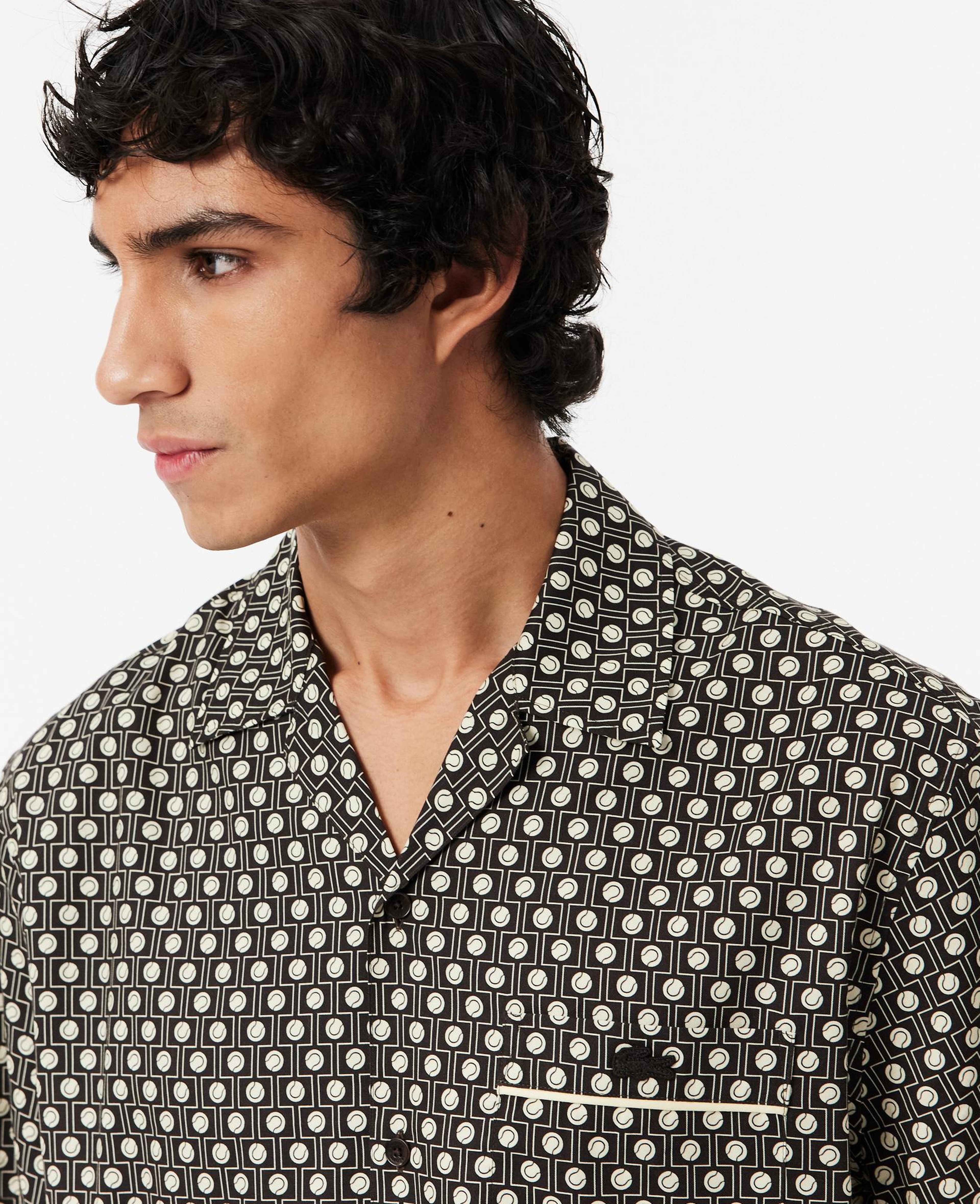 Lacoste Erkek Relaxed Fit Kısa Kollu Desenli Kahverengi Gömlek