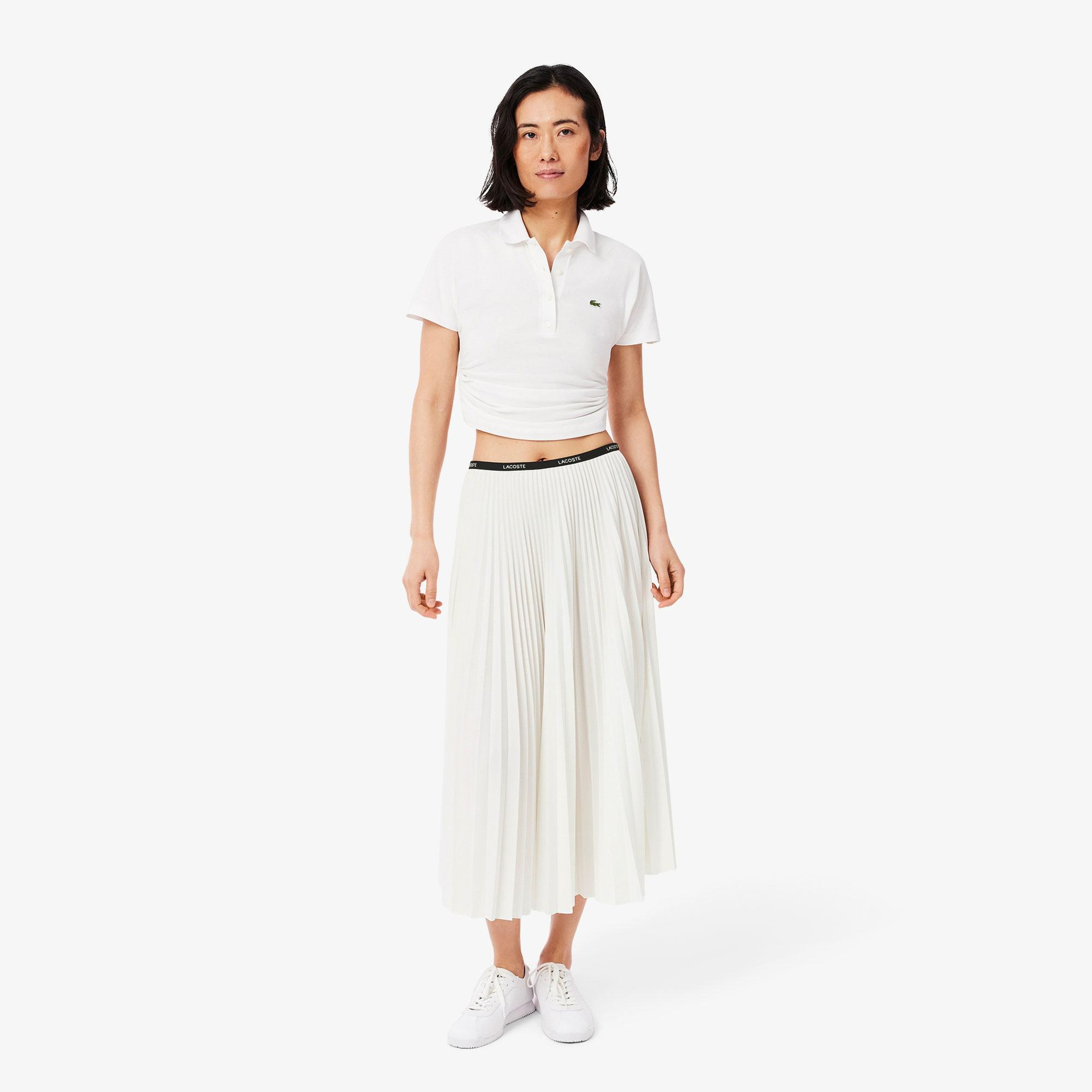 Lacoste Kadın Pileli Beyaz Etek