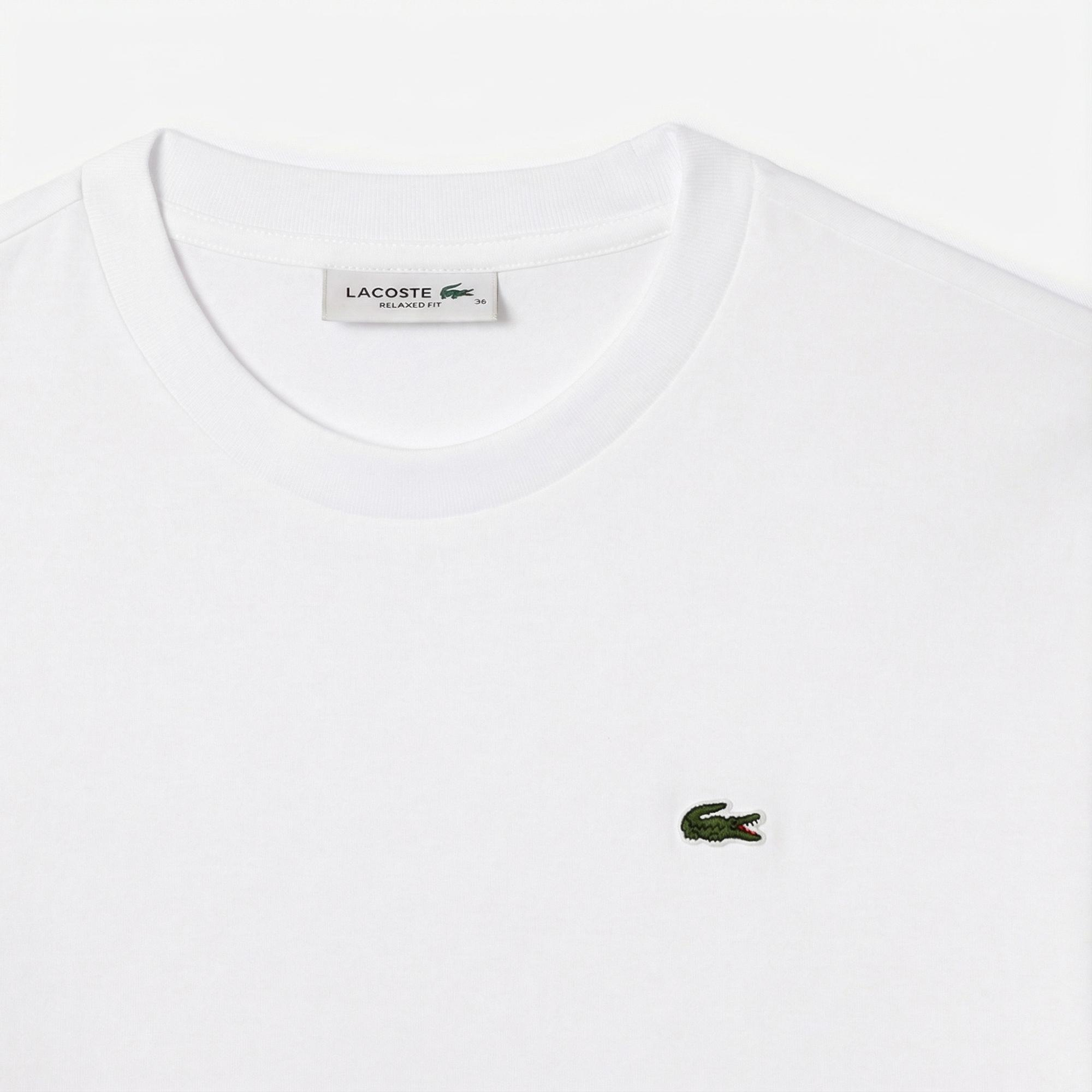 Lacoste Kadın Relaxed Fit Bisiklet Yaka Beyaz T-Shirt