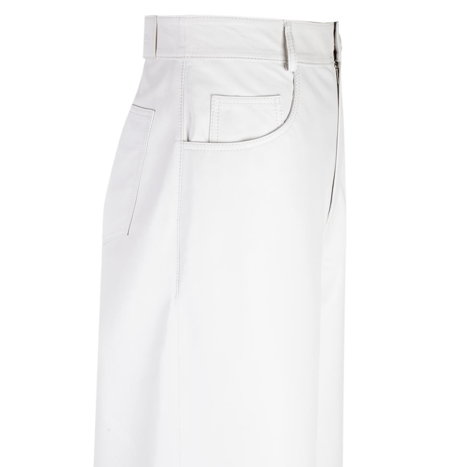 Zelinda Beyaz Kadın Deri Pantolon